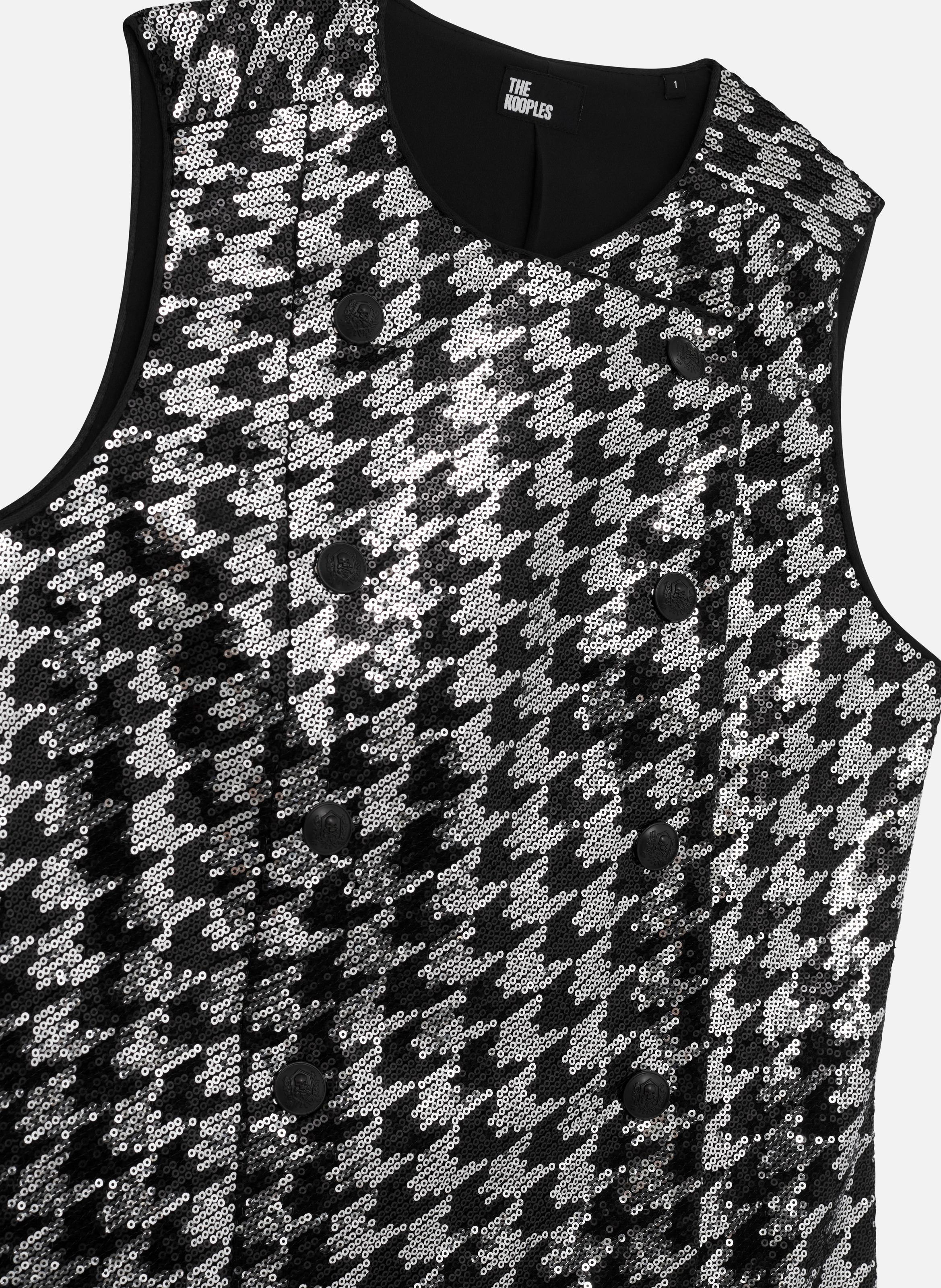 Short houndstooth dress with sequins THE KOOPLES Black