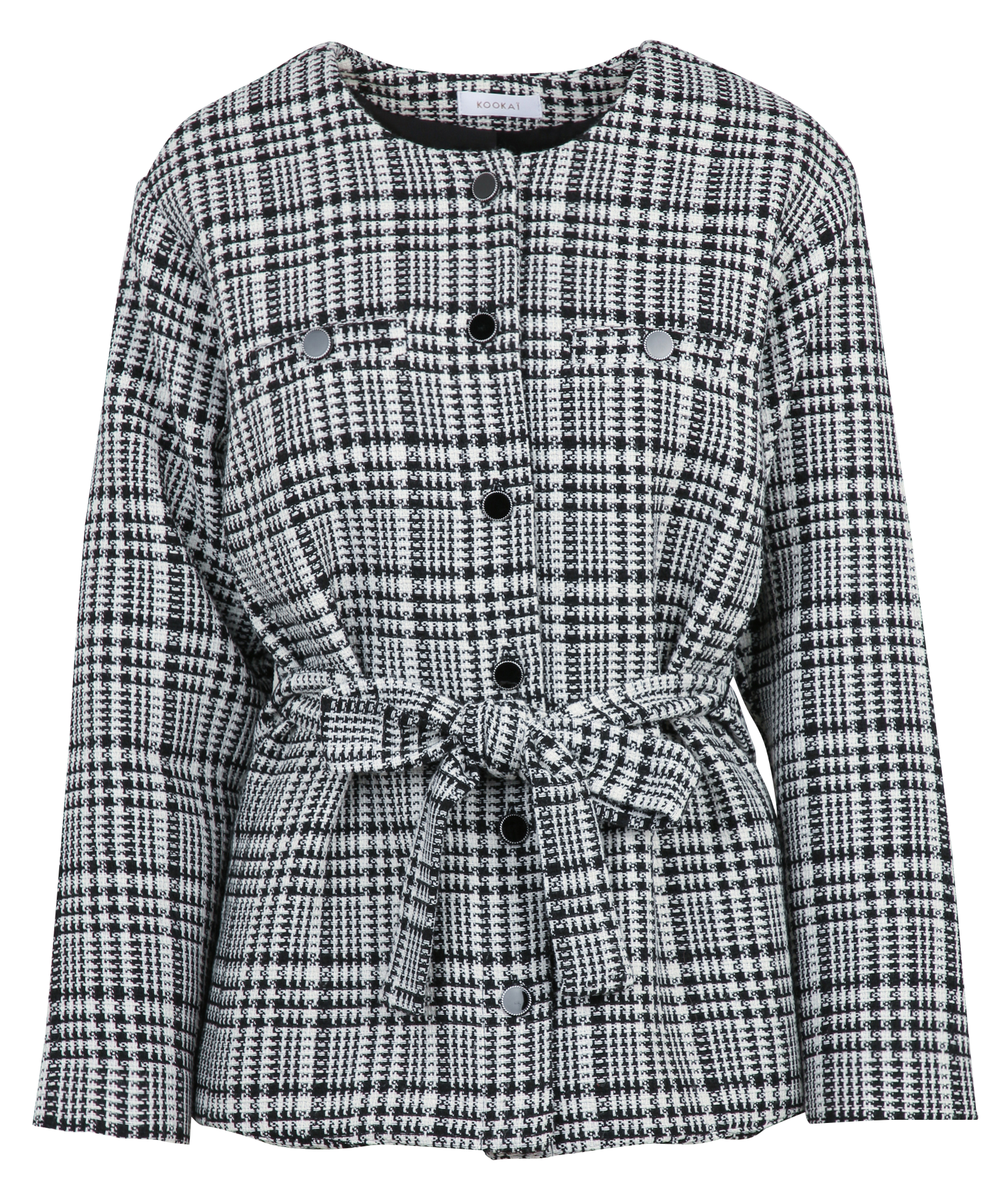 Manteau droit col rond imprimé KOOKAI Noir