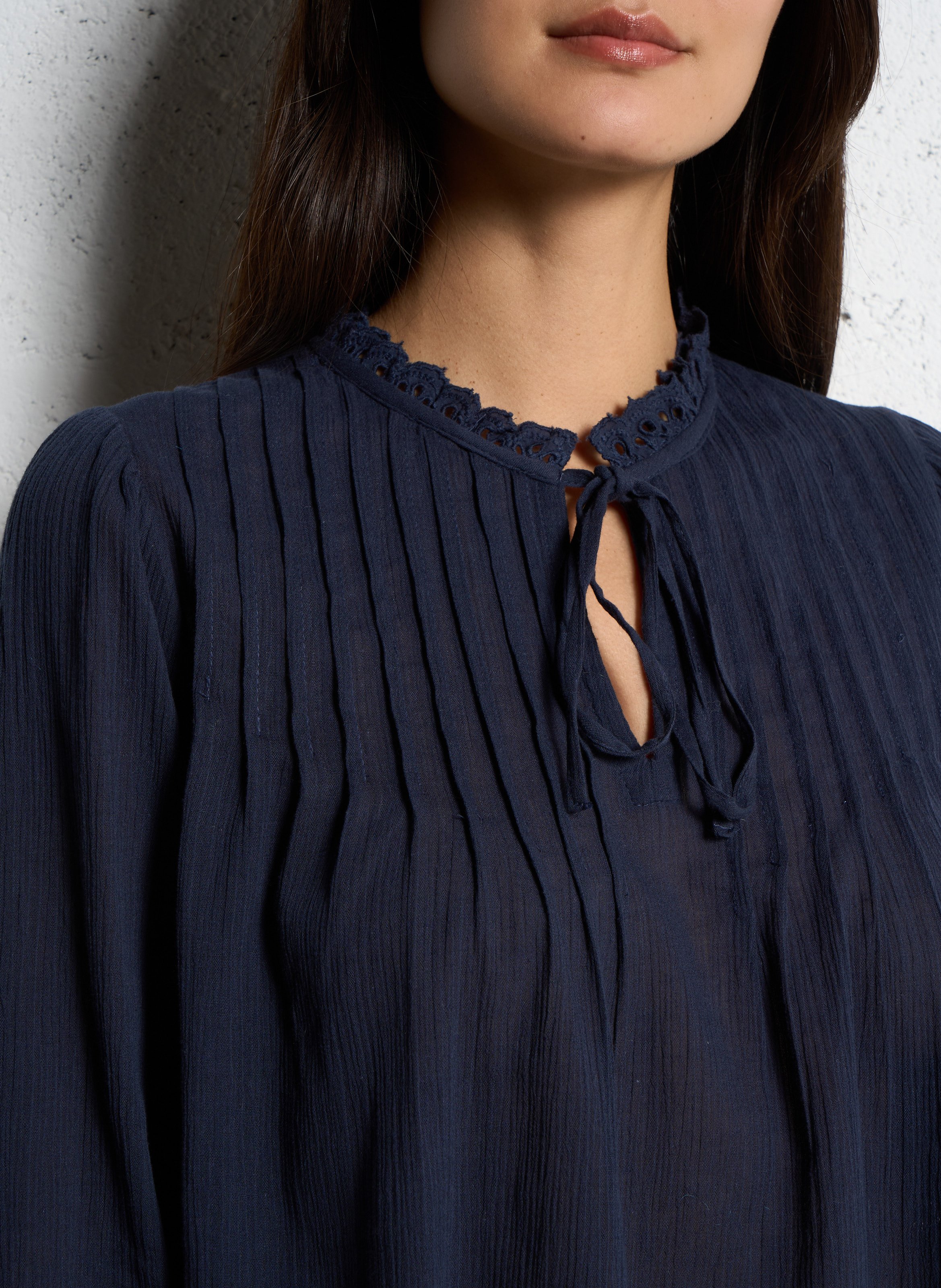 Blouse col tunisien  SUD EXPRESS Bleu