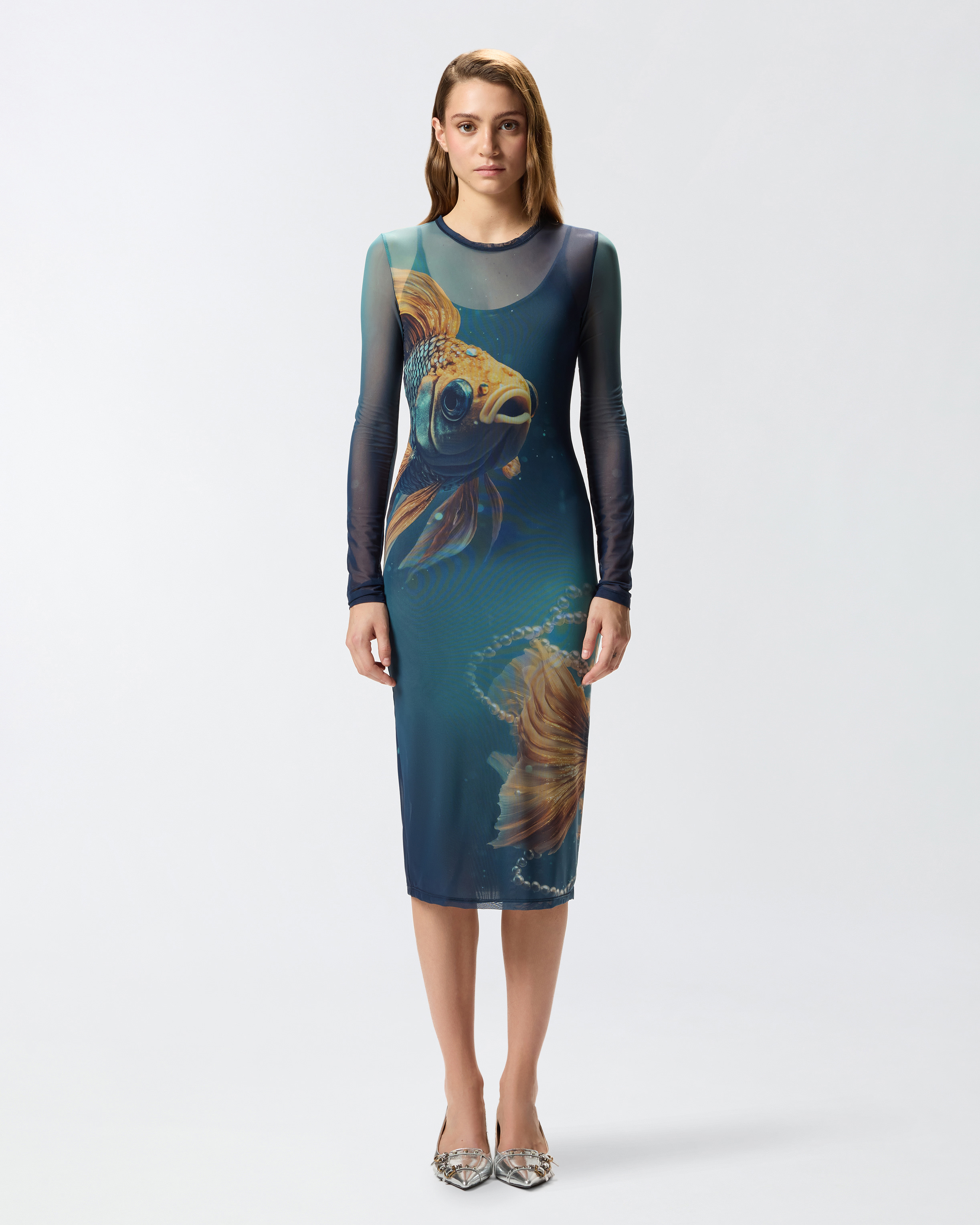 Printed tulle dress PINKO Multicolored