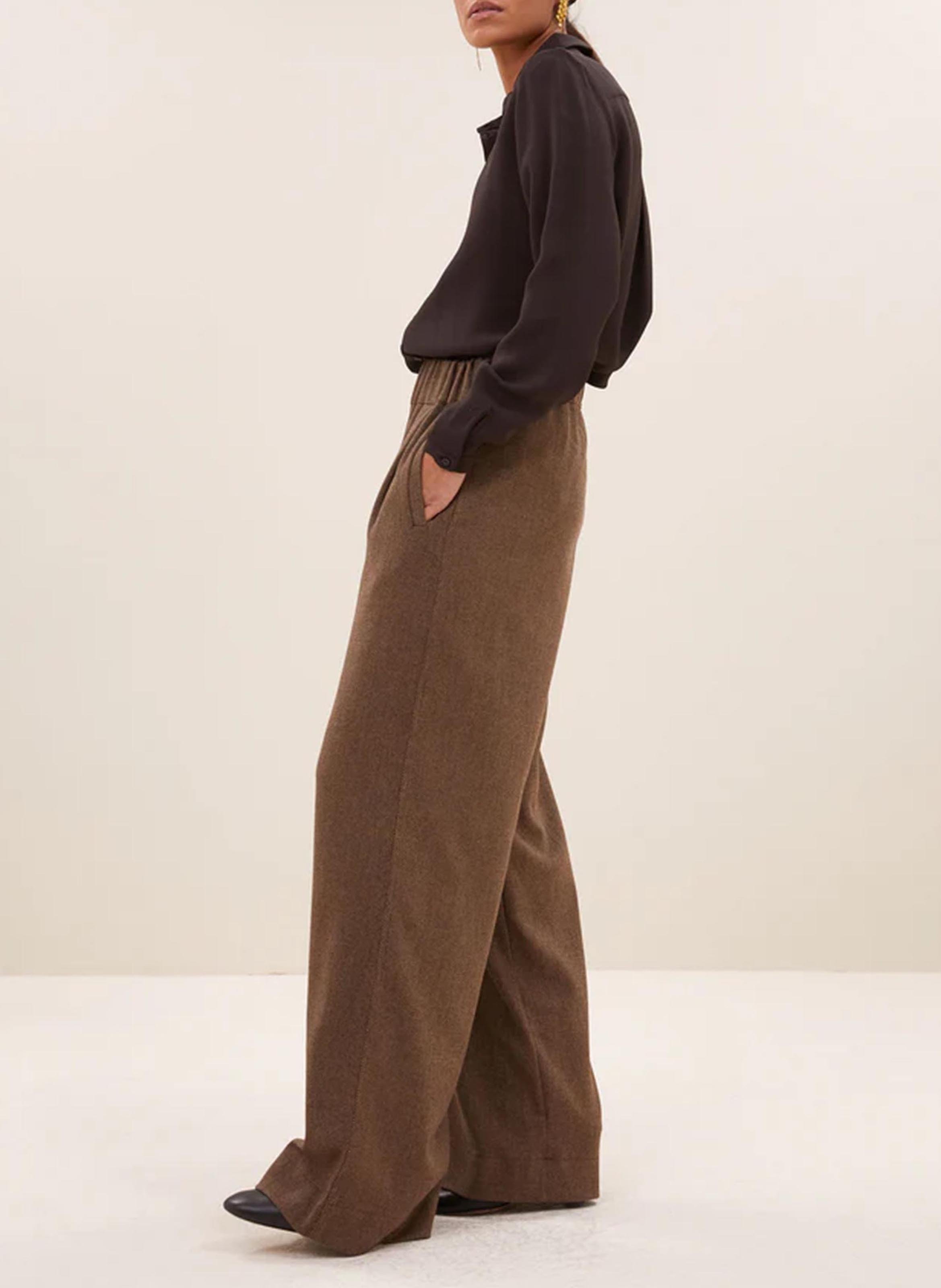 Elasticated wide-leg trousers BY BAR Brown