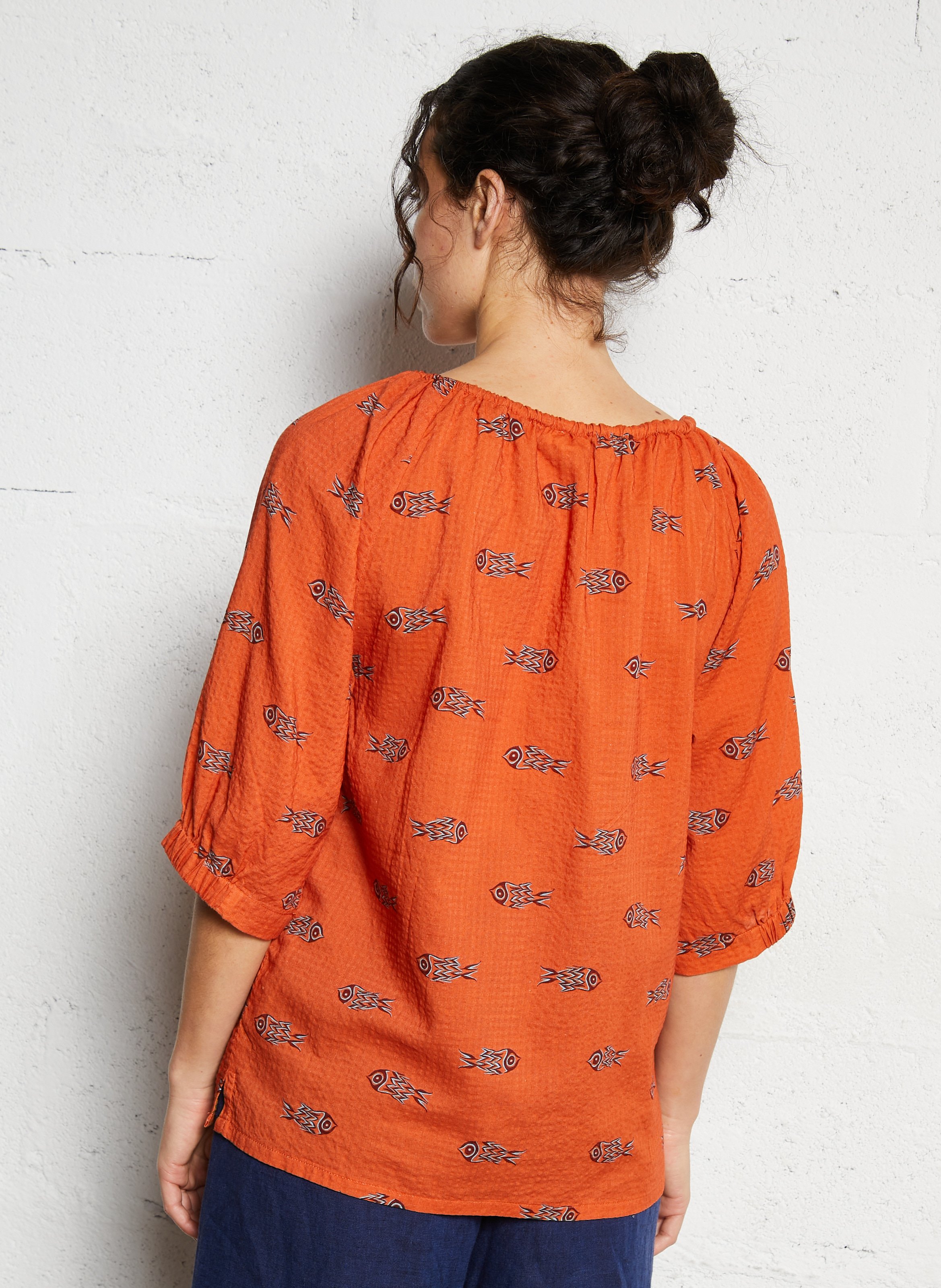 Gedrukte blouse met V-hals NICE THINGS Bruin