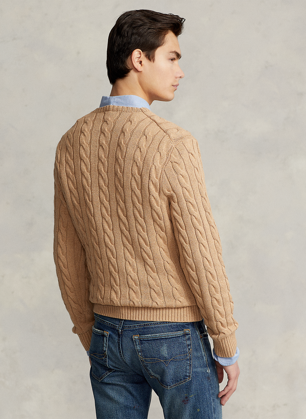 Pull col rond regular-fit en coton POLO RALPH LAUREN Beige