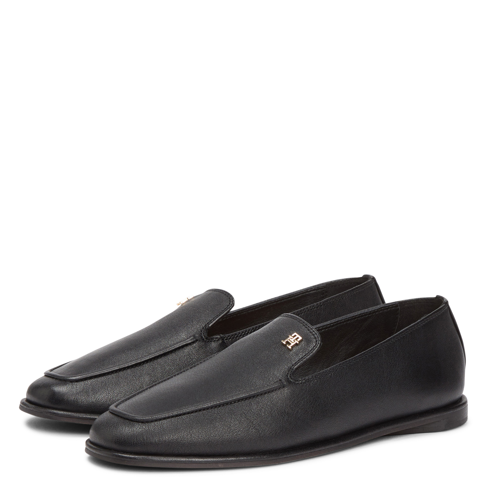 Mocassins unis en cuir à monogramme TOMMY HILFIGER Noir