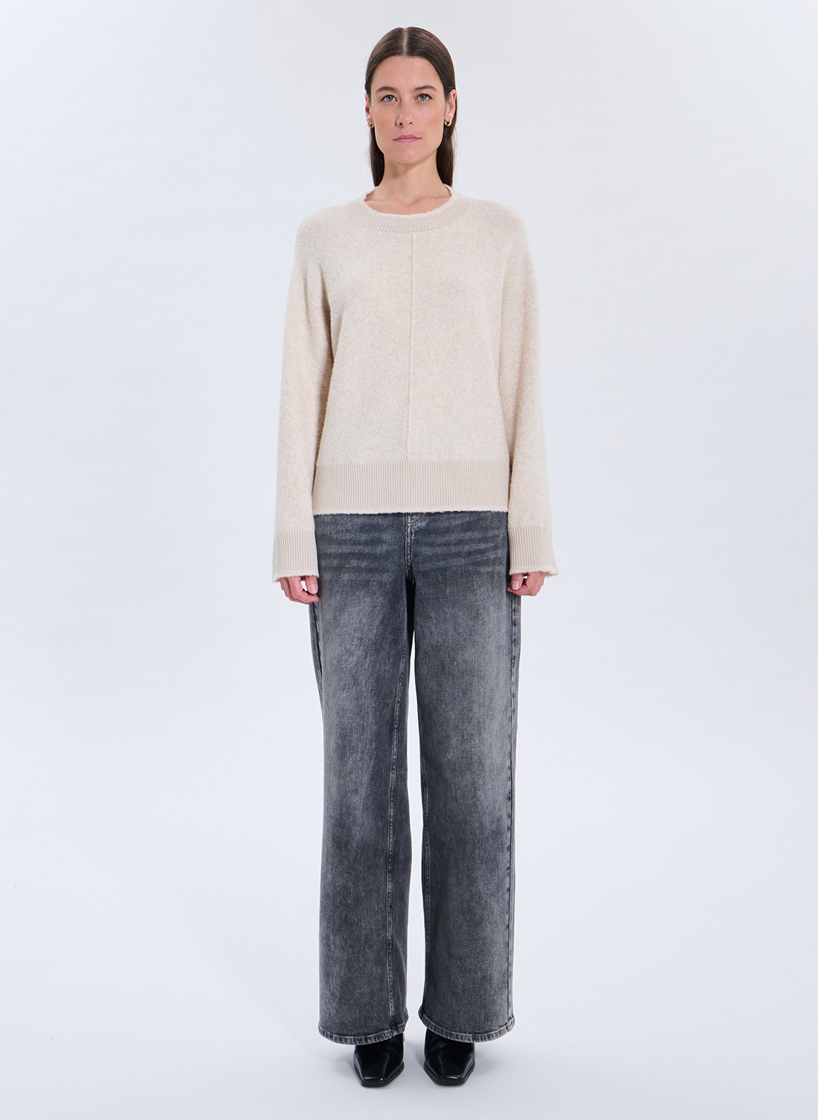 Pull droit uni en laine mélangée ZAPA Blanc