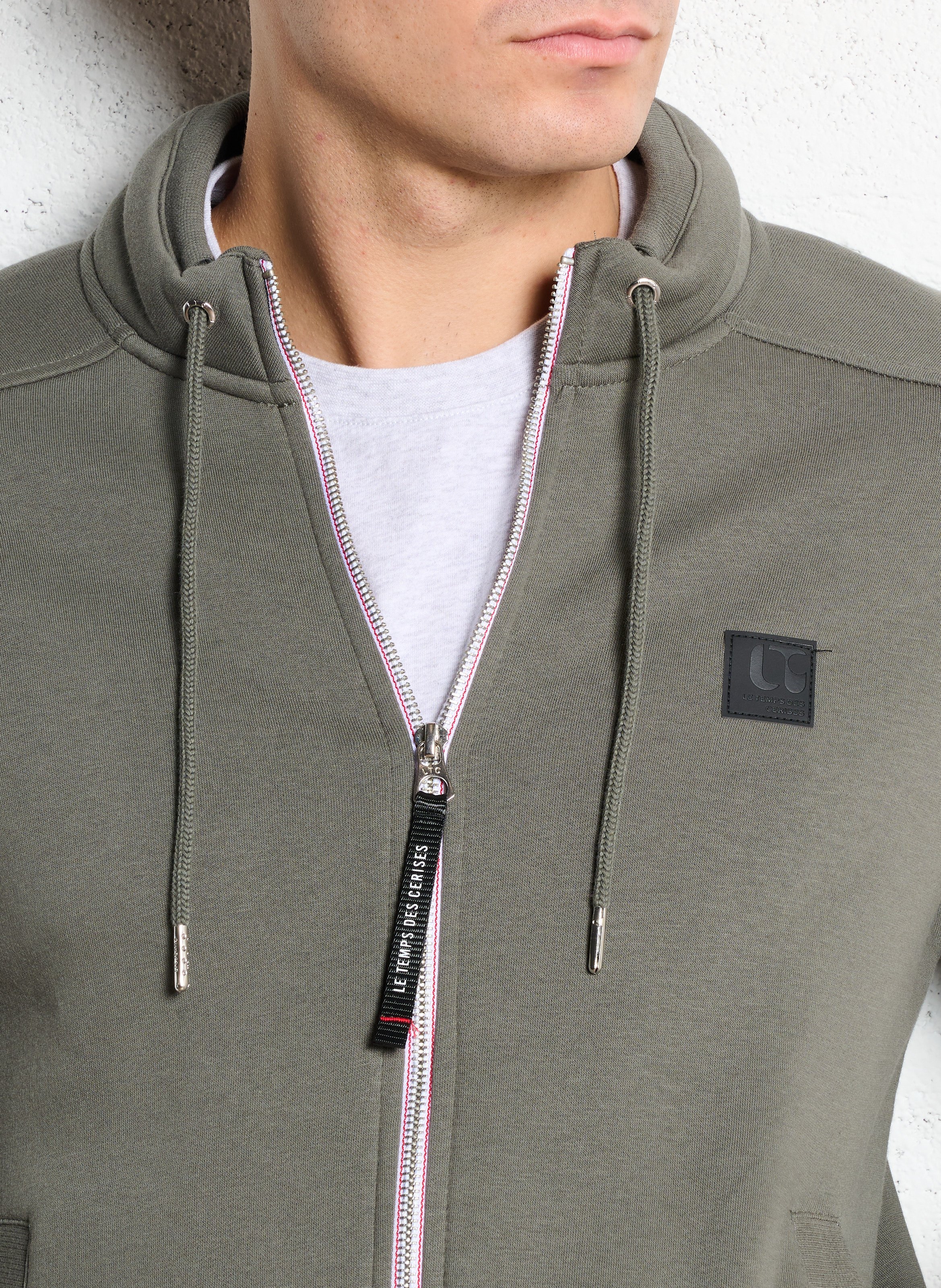 Cotton-blend sweater with zip-up neck LE TEMPS DES CERISES Green