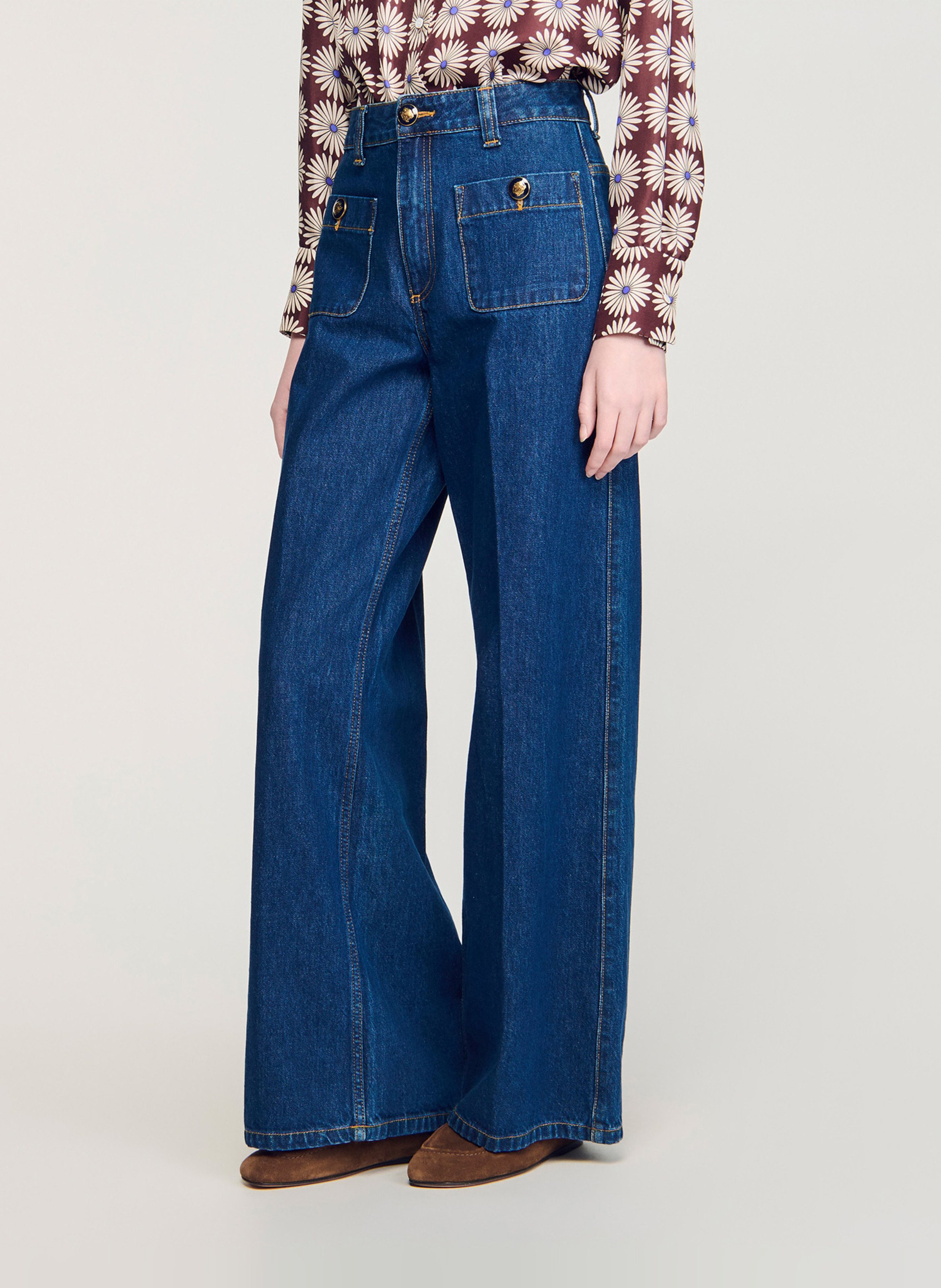 Jean large en coton SANDRO Bleu