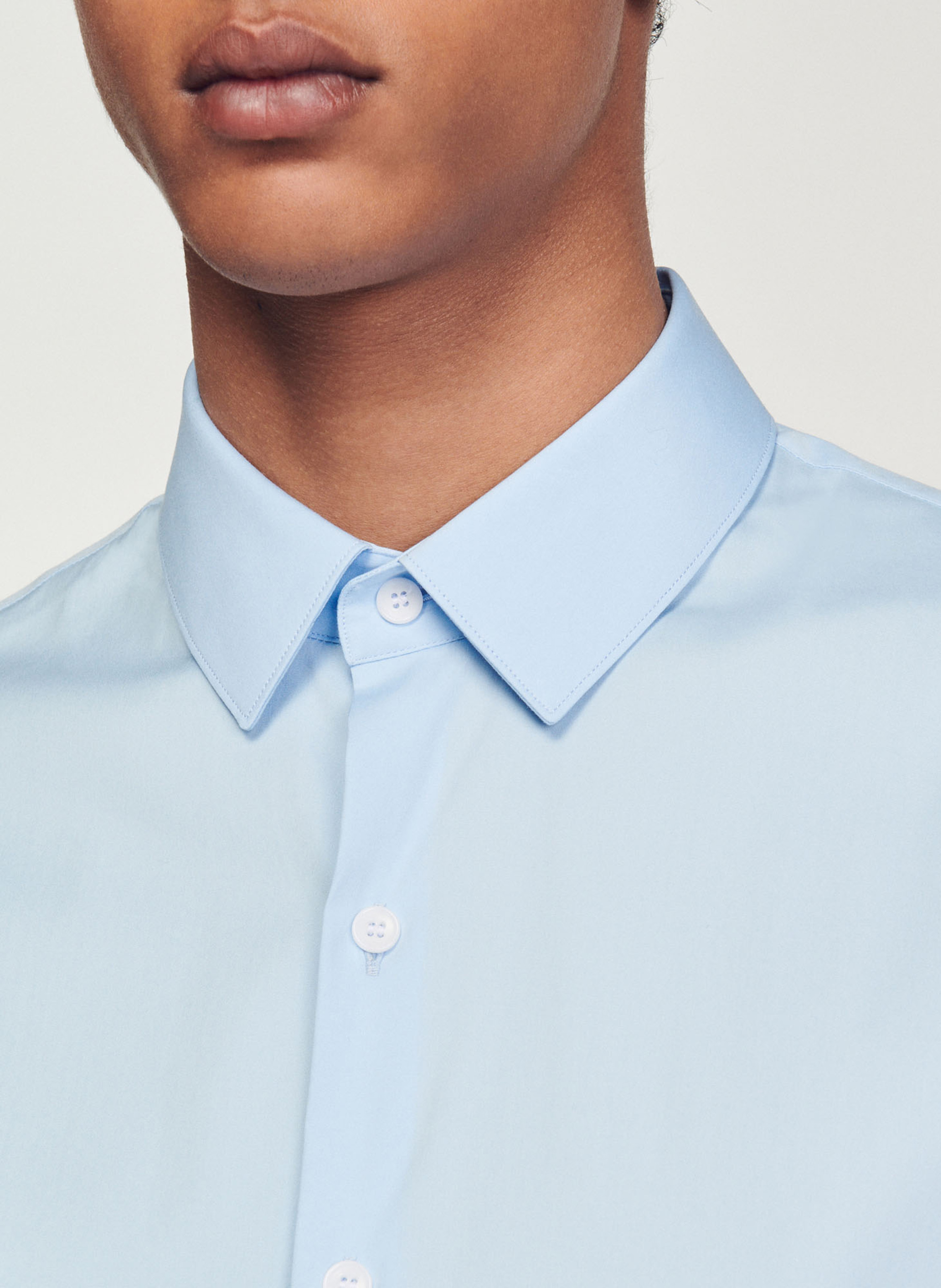 Chemise slim-fit en coton stretch SANDRO Bleu