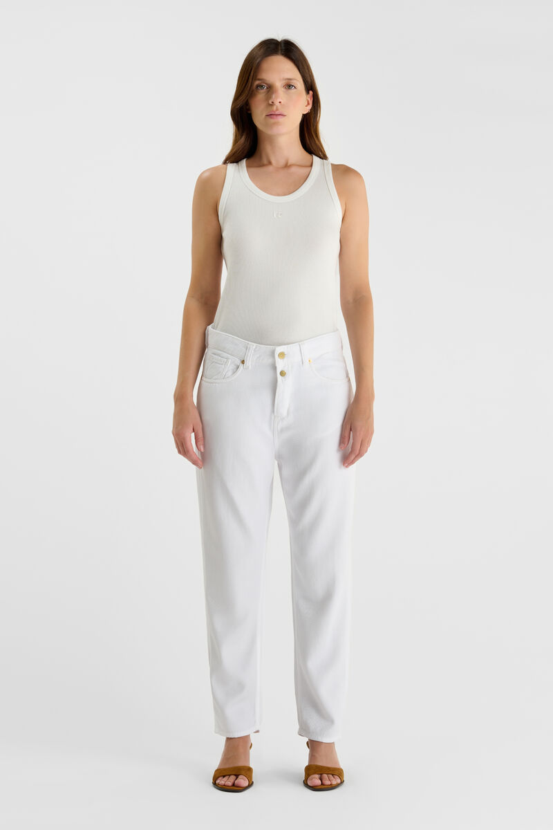 Loose, oversized girlfriend jeans, 7/8 length LE TEMPS DES CERISES White