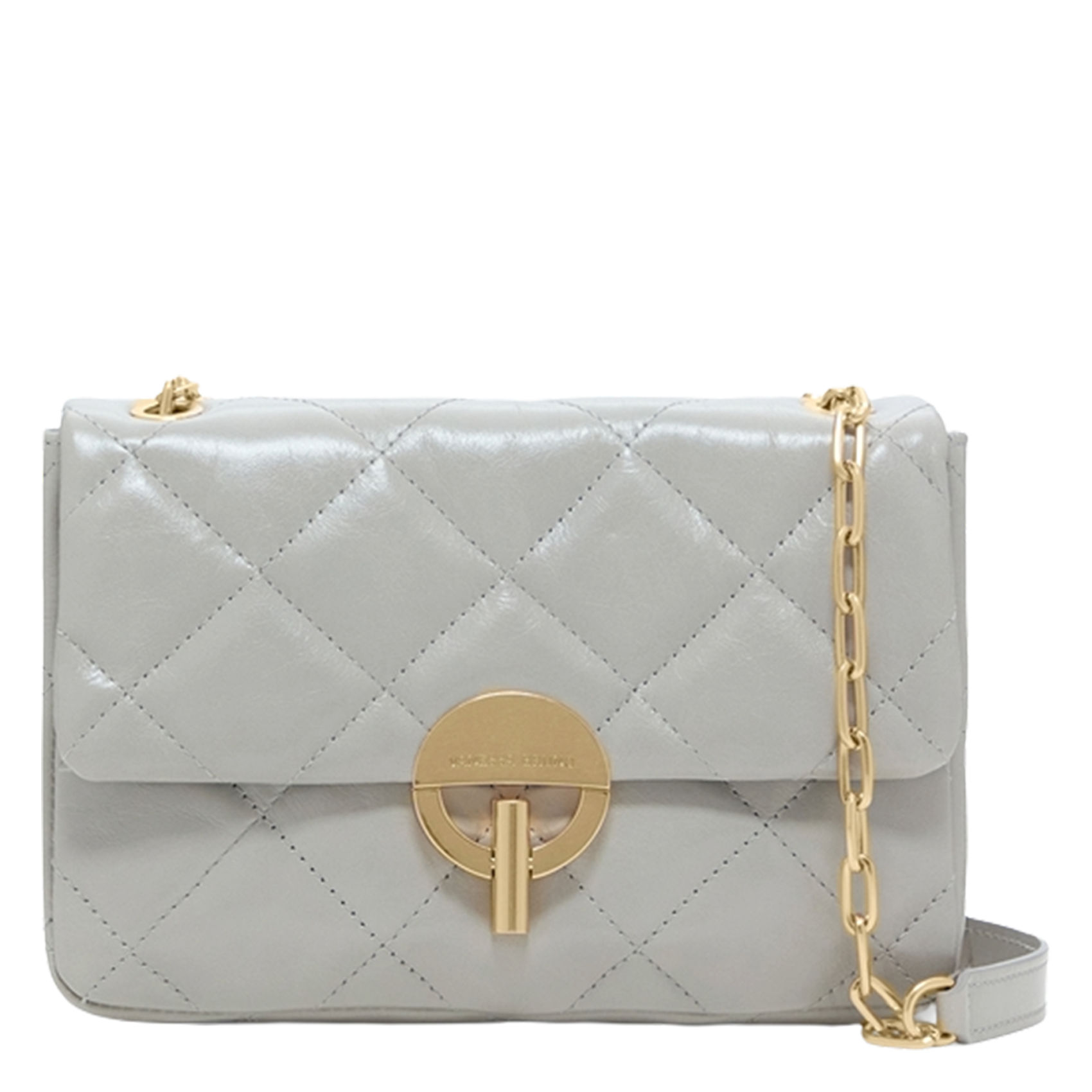 Dori leather shoulder bag MOON L Ciment