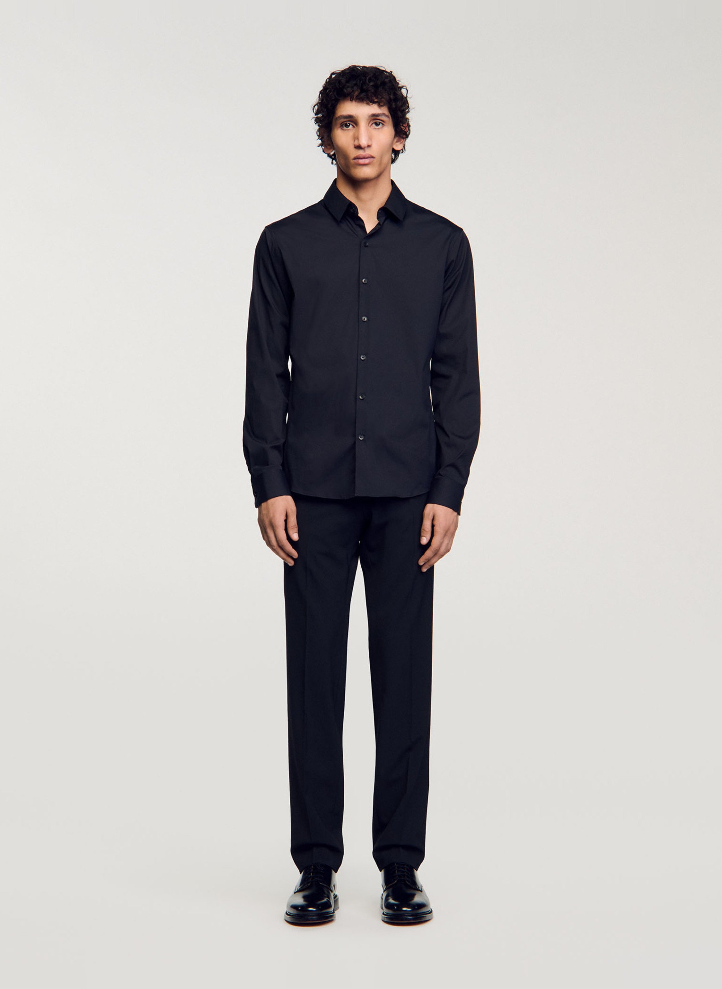 Chemise droite en coton mélangé SANDRO Noir