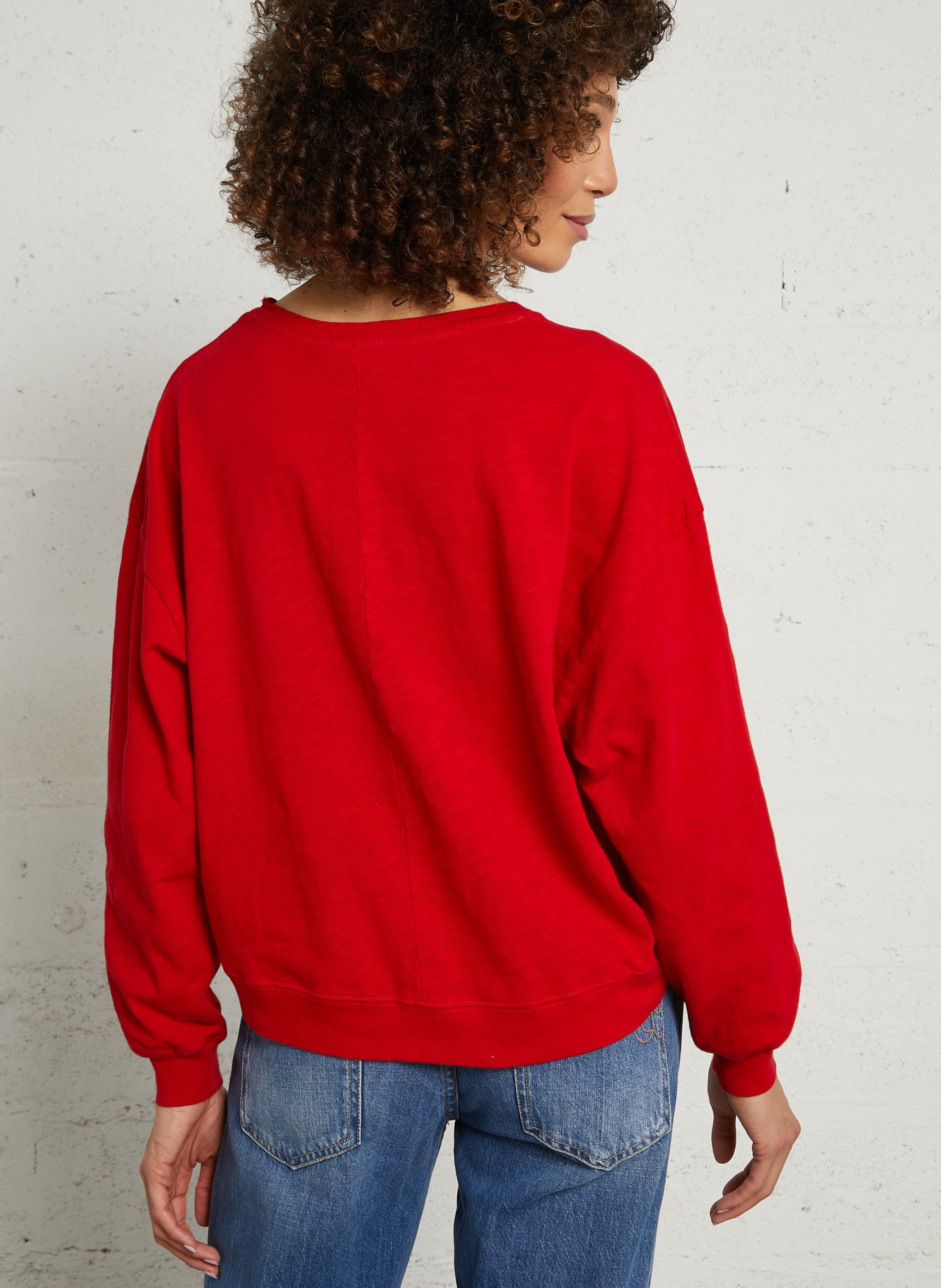 Tee-shirt droit col rond en coton AMERICAN VINTAGE Rouge