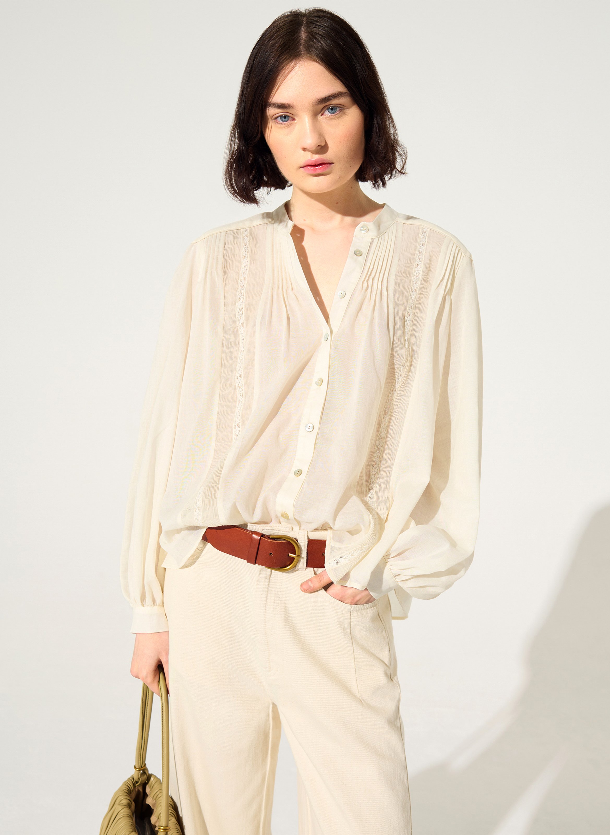 Round-neck cotton blouse COTELAC White