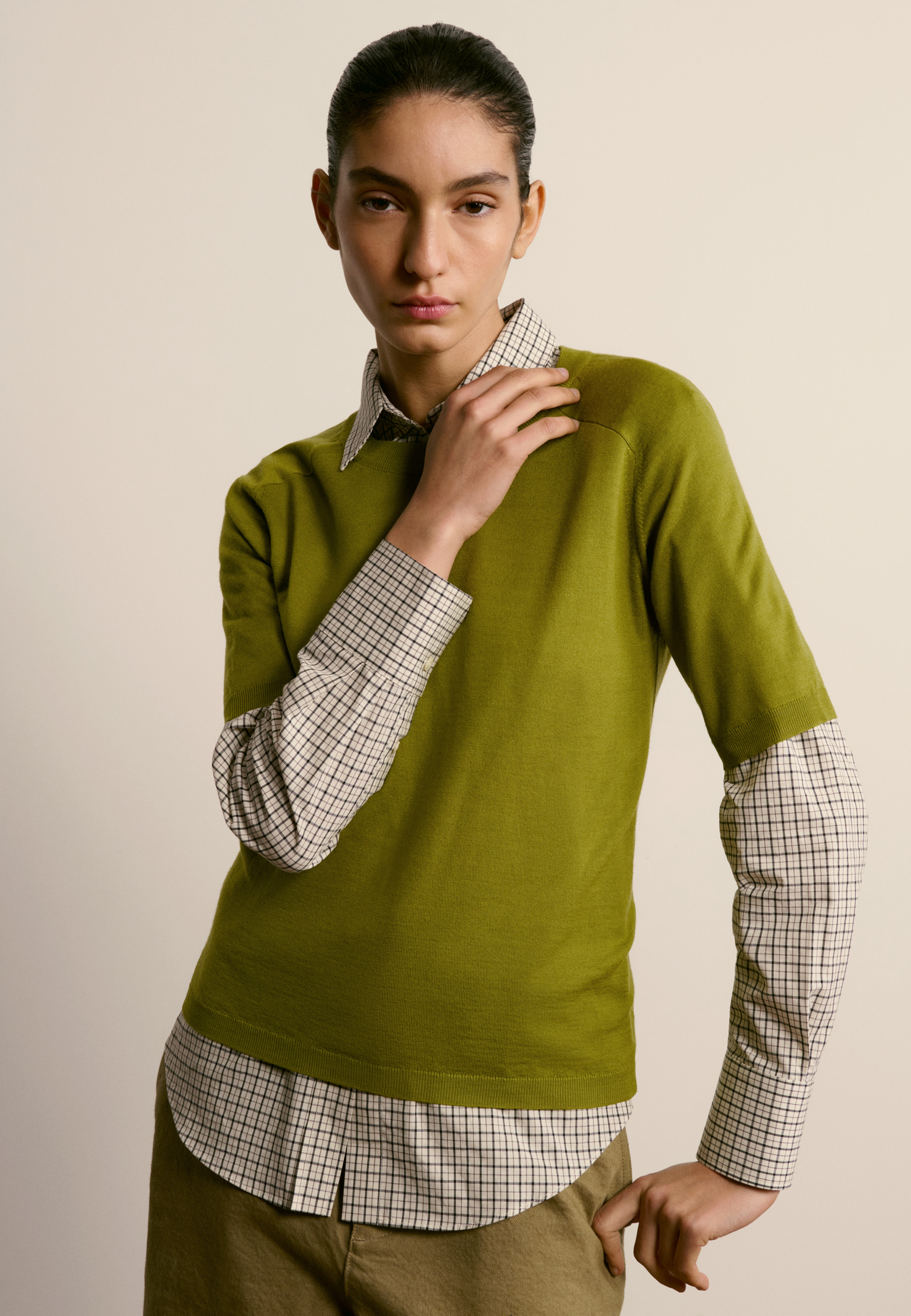 Round neck merino wool T-shirt MAISON MONTAGUT