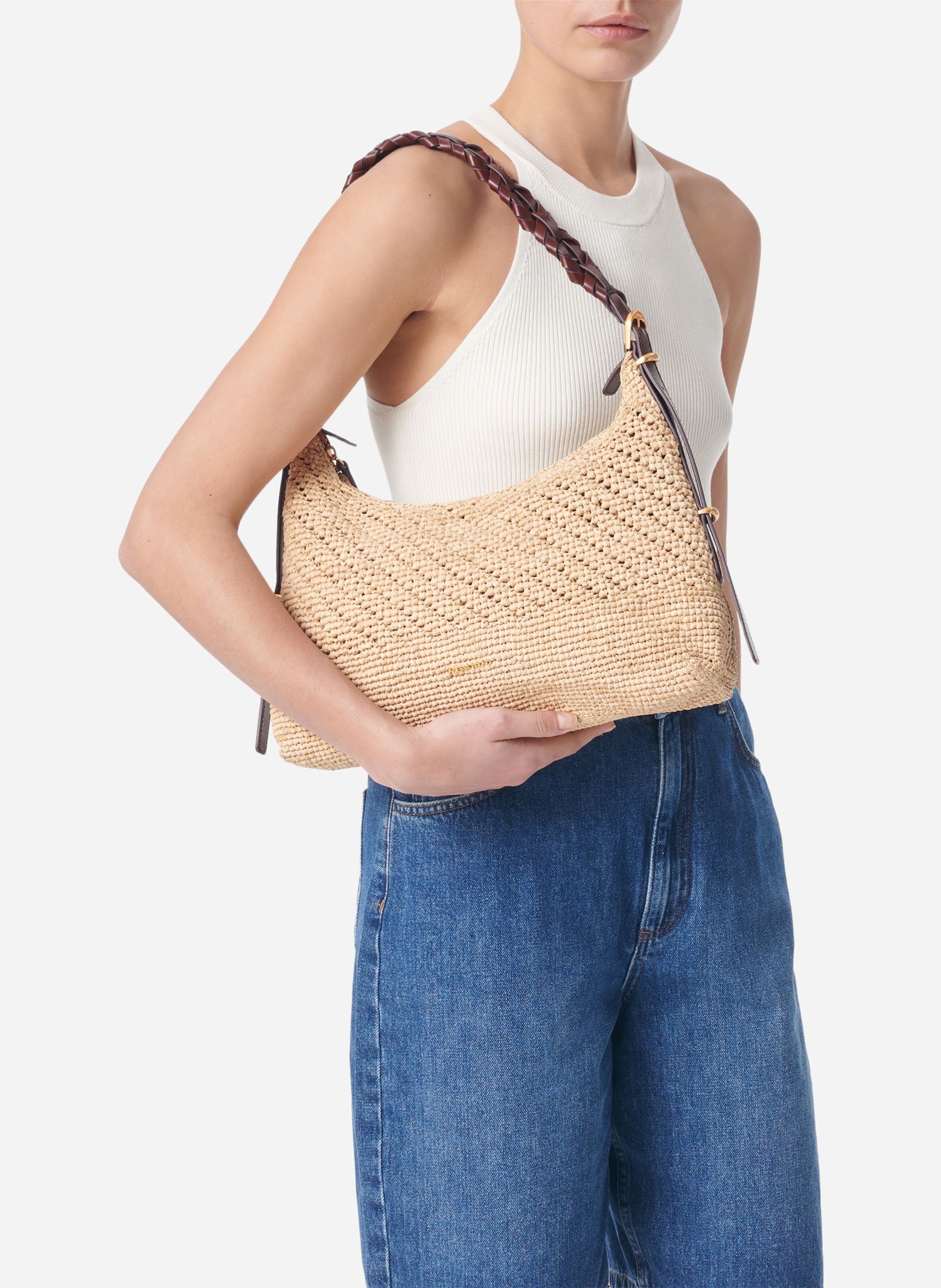 Handtas van raffia VANESSA BRUNO Beige