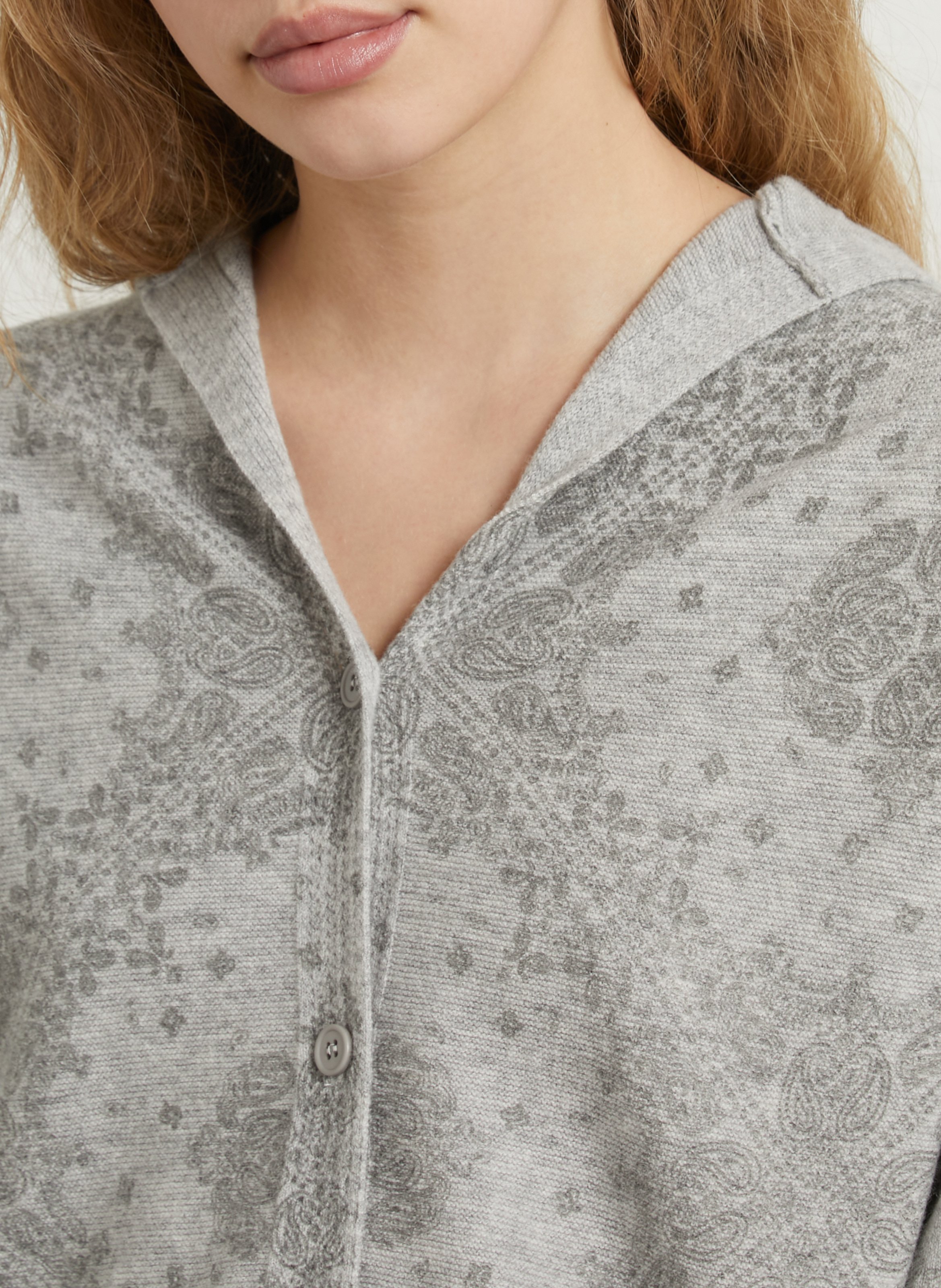 Gilet col V en laine  BERENICE Gris