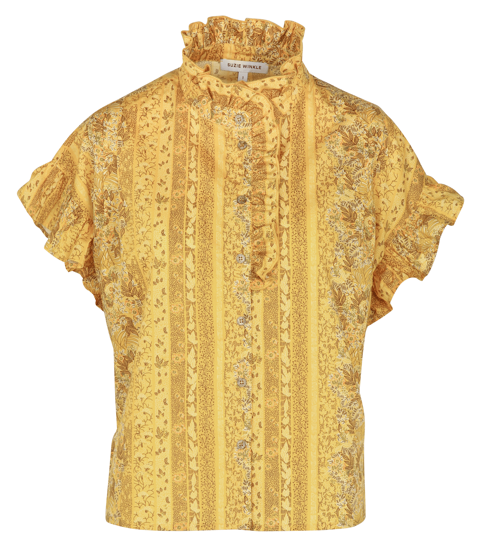 High-neck cotton shirt SUZIE WINKLE Yellow