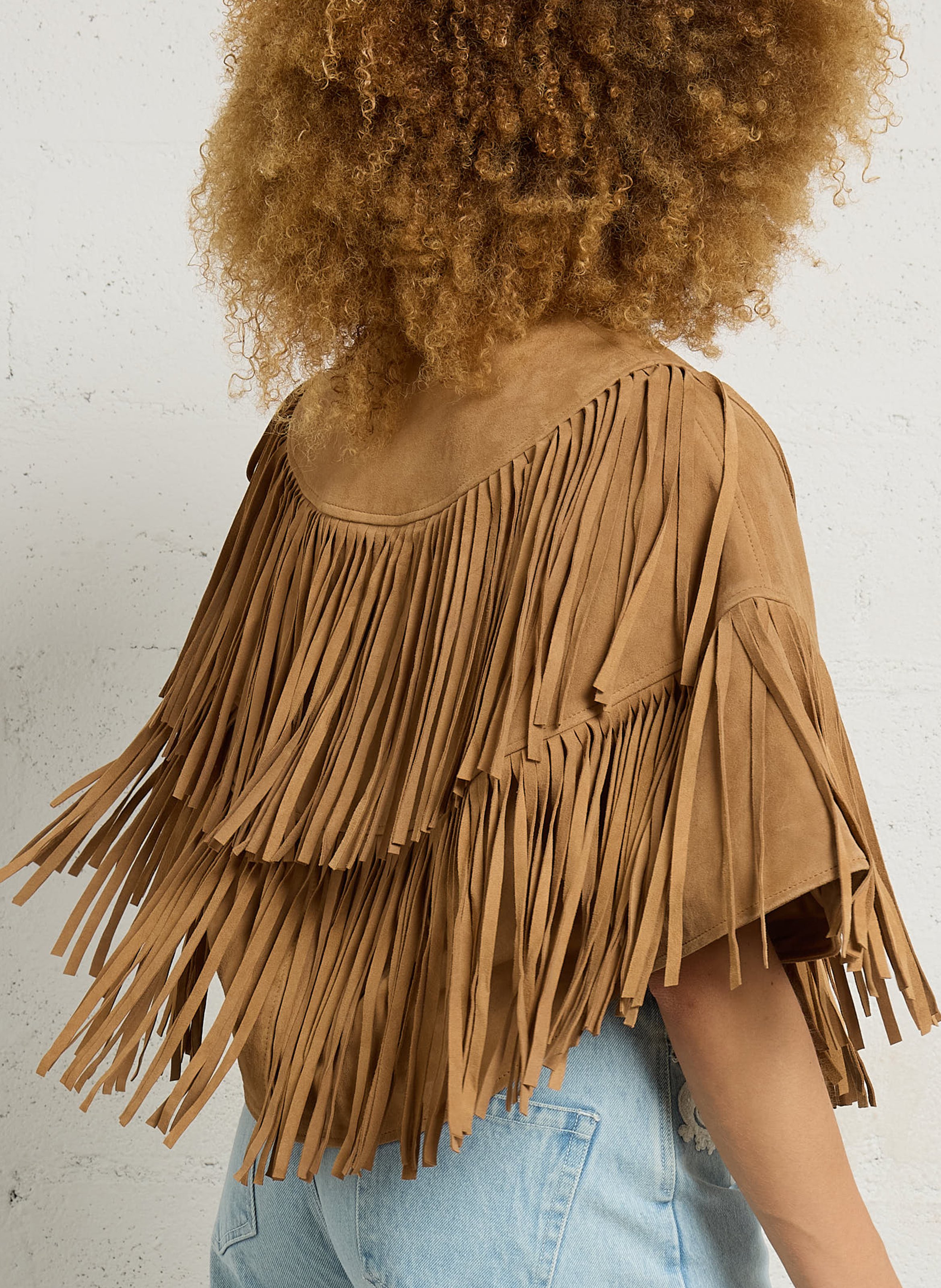 Veste col classique en cuir BERENICE Marron