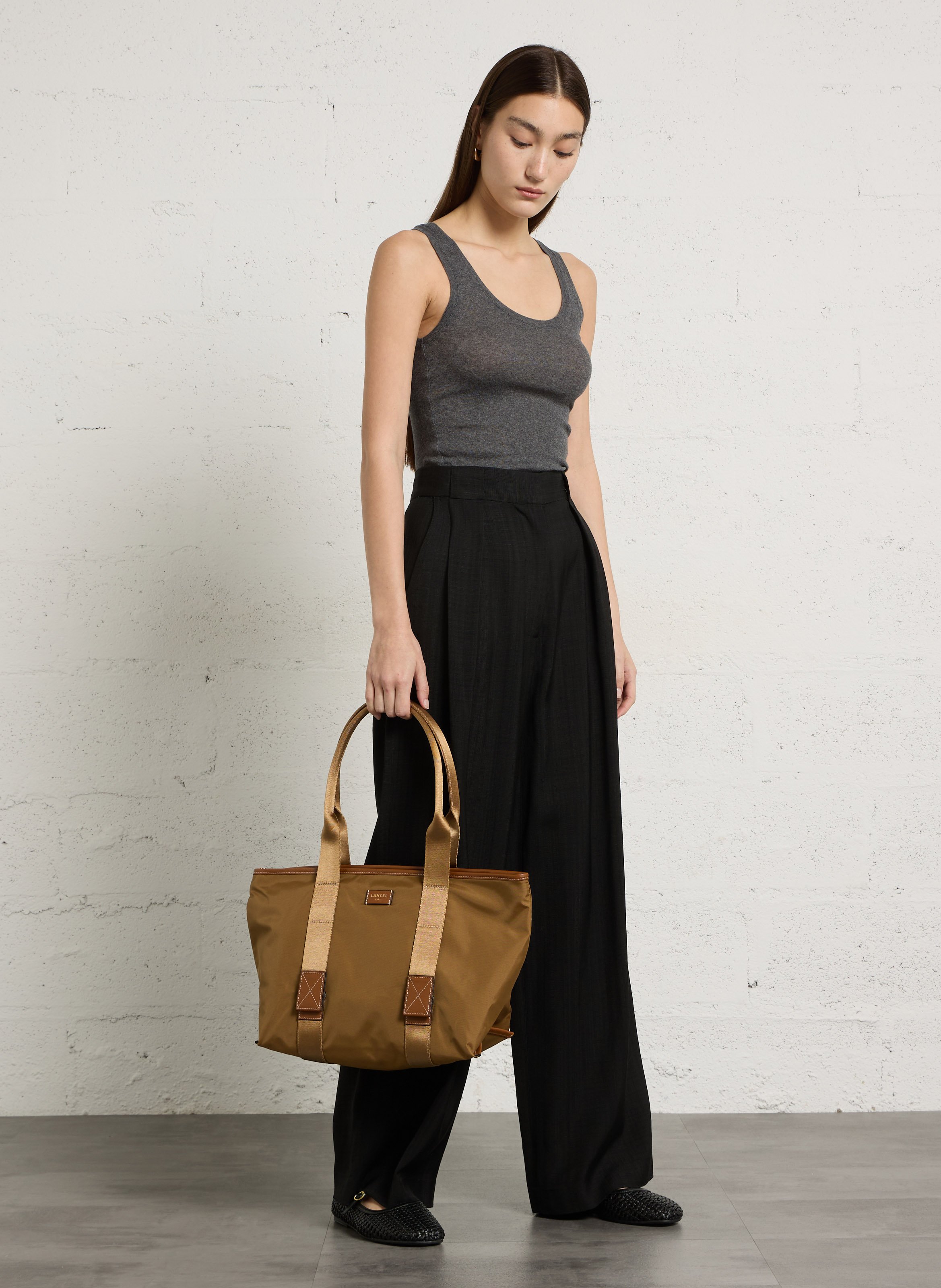 Ritstas gedragen over de schouder in effen kleur LANCEL Beige