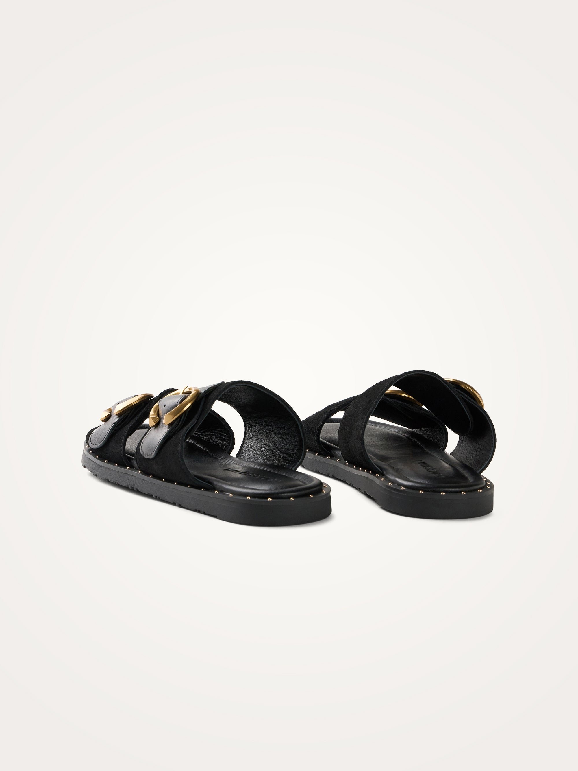 Leather and suede strap mules VANESSA WU Black