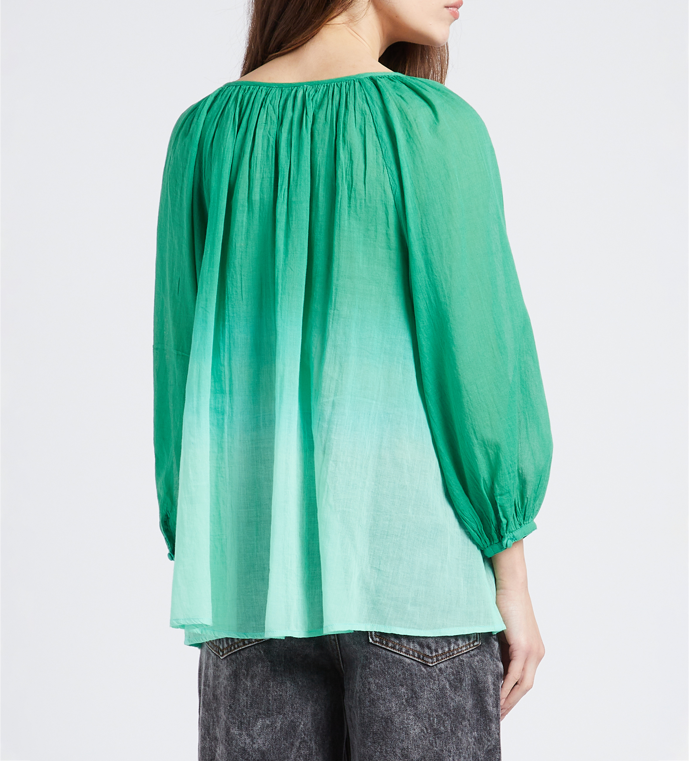 Blouse en coton transparente SWILDENS Vert
