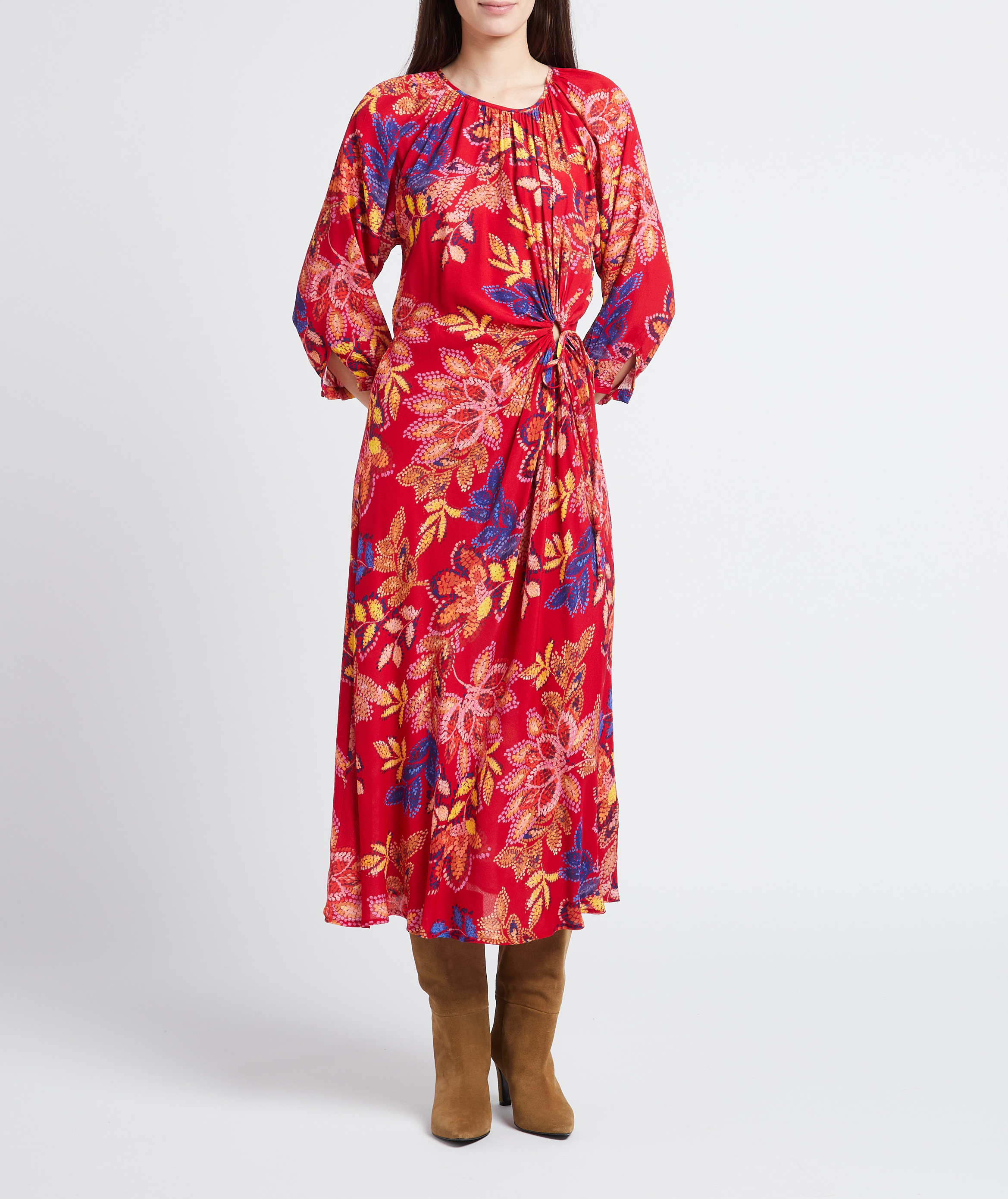 Round-neck printed midi dress LA PETITE ETOILE Red