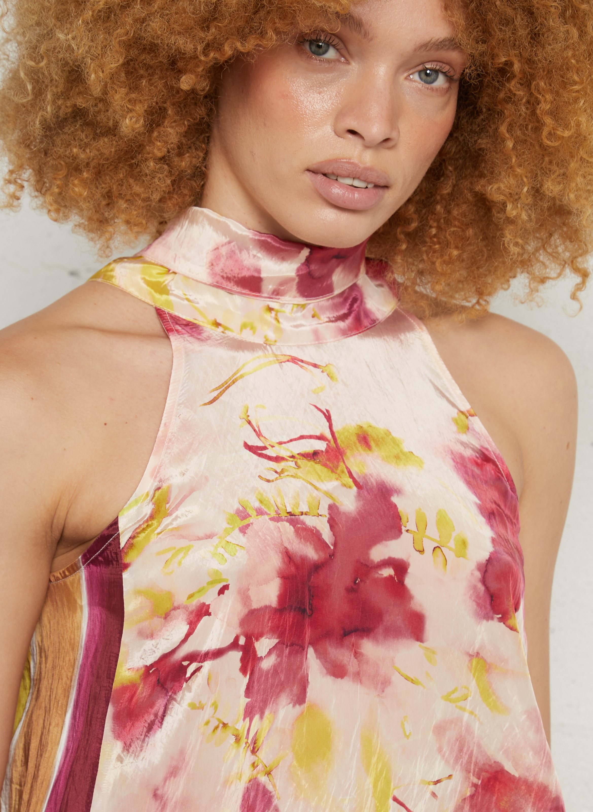Printed maxi dress with high neck MOMONI Pink