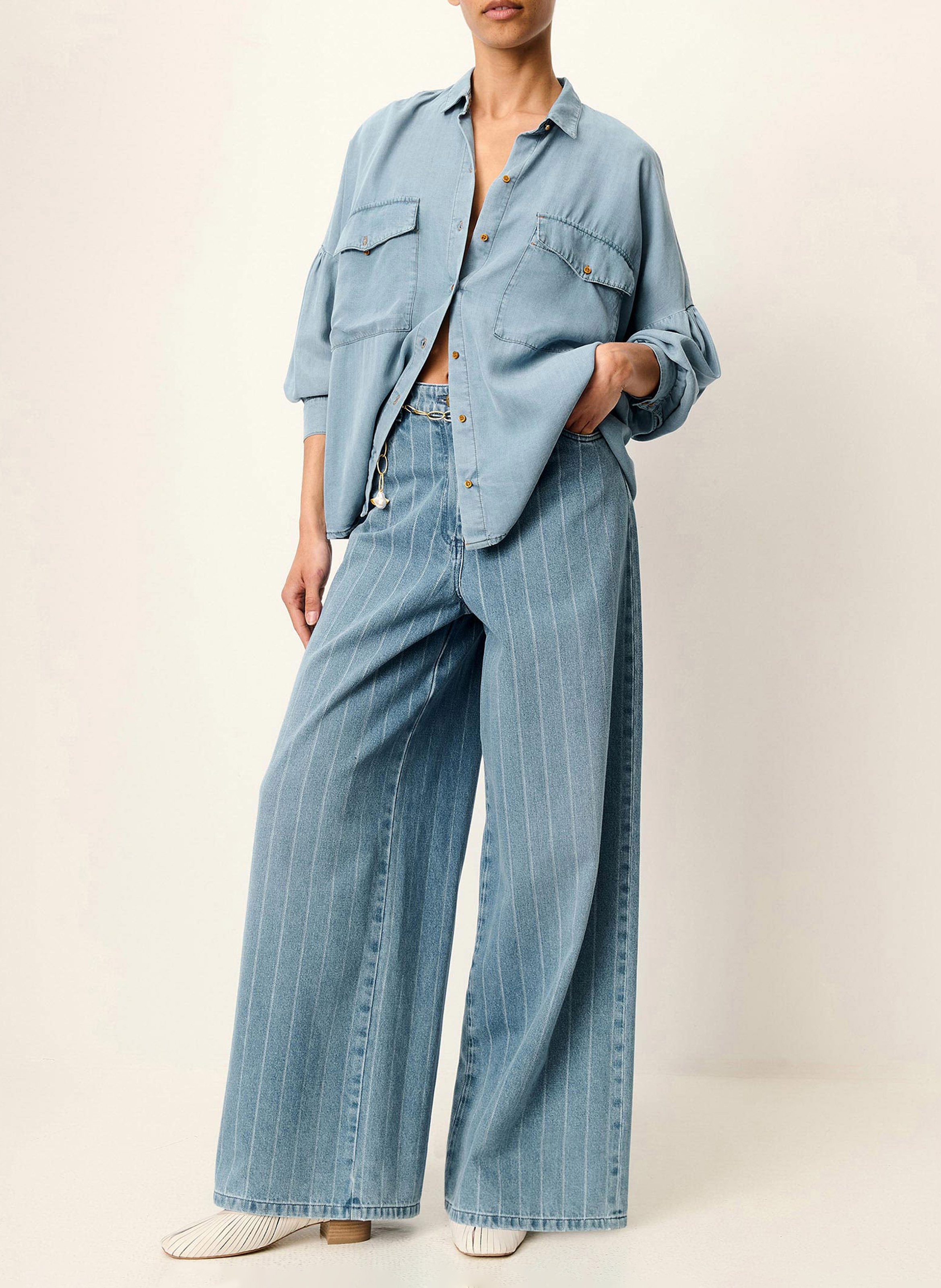 Bluse aus Lyocell mit klassischem Kragen SESSUN Blau