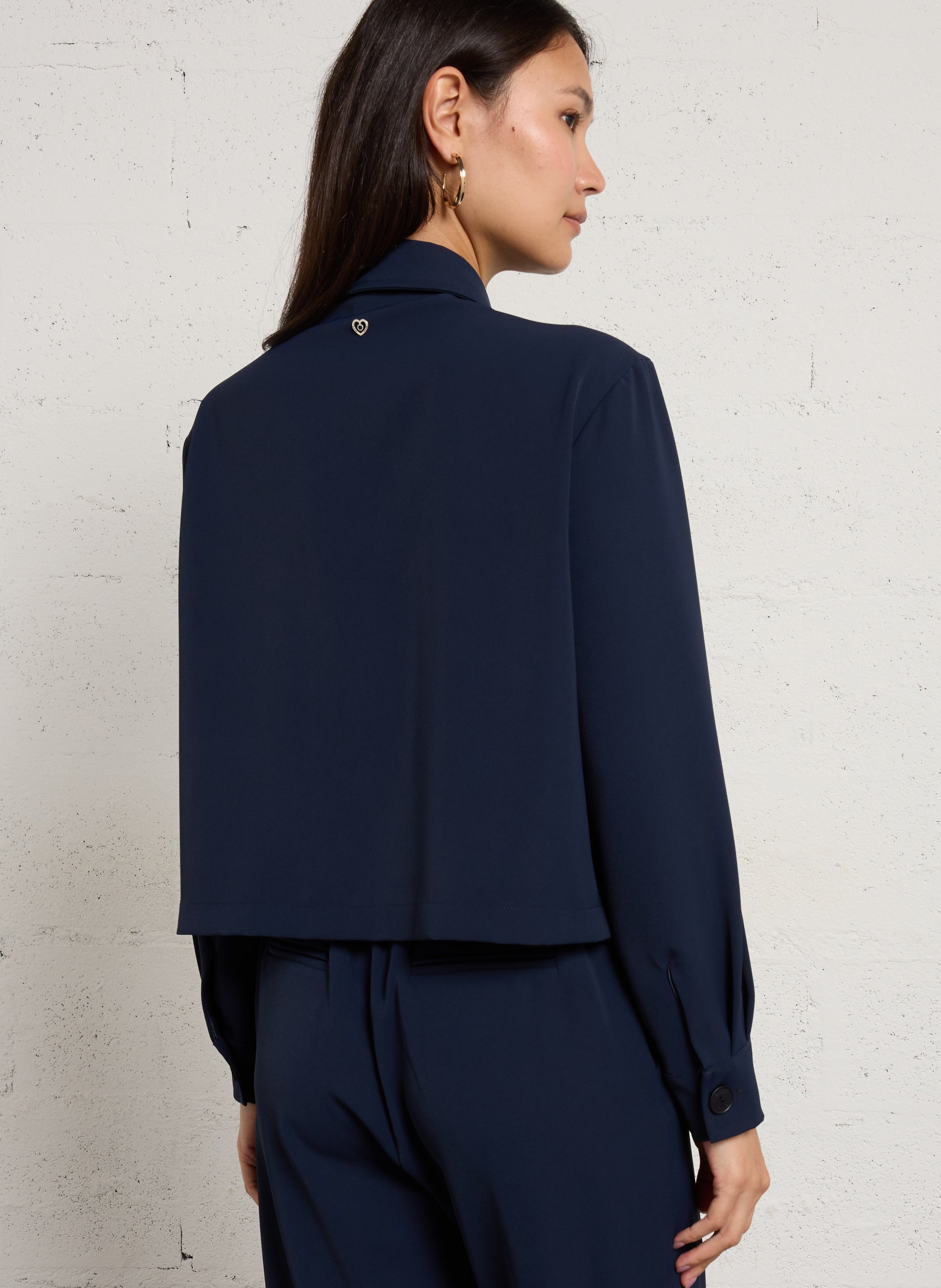 Chemise courte droite col classique PLEASE Bleu