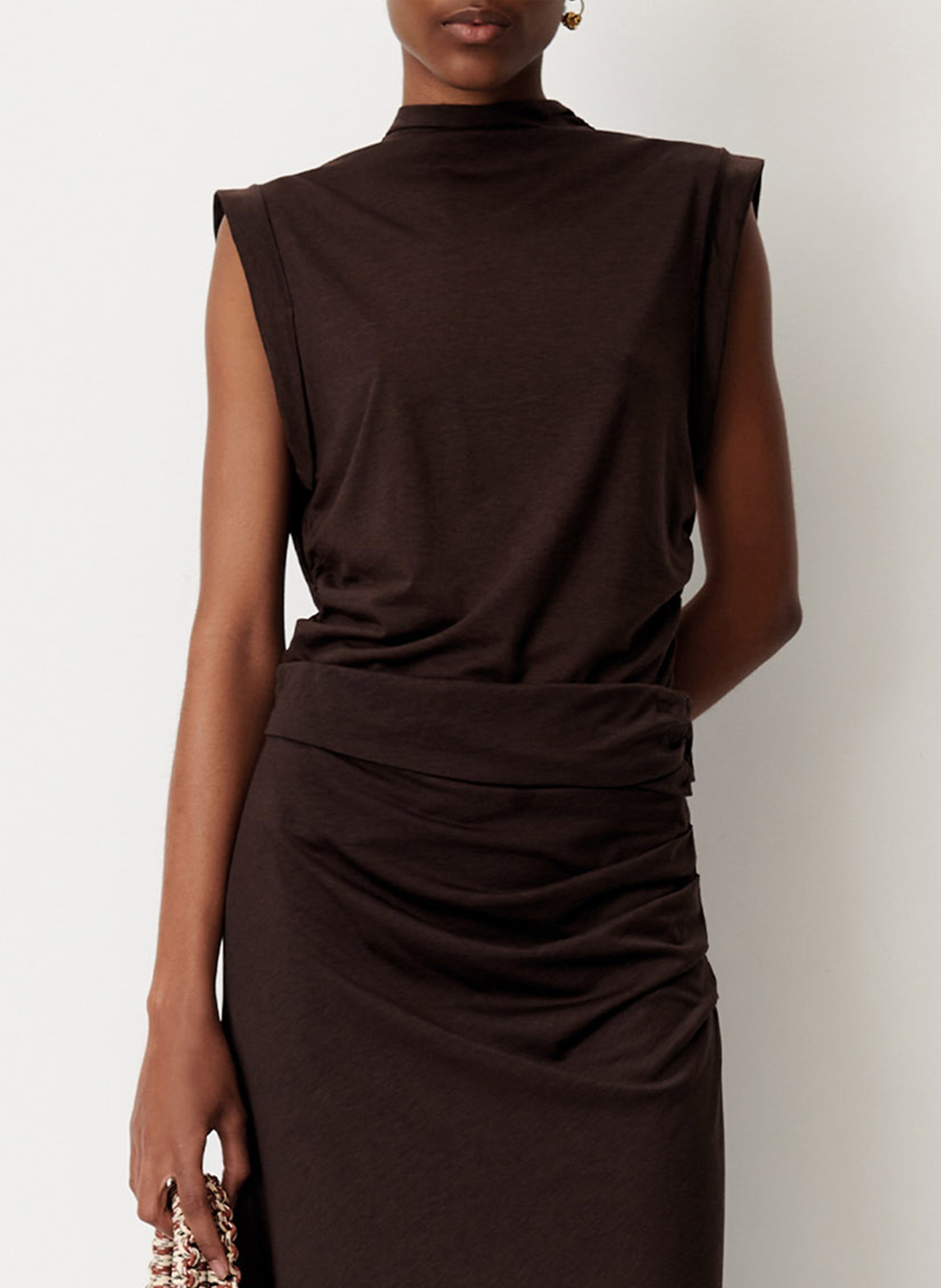 Sleeveless fitted top SESSUN Brown
