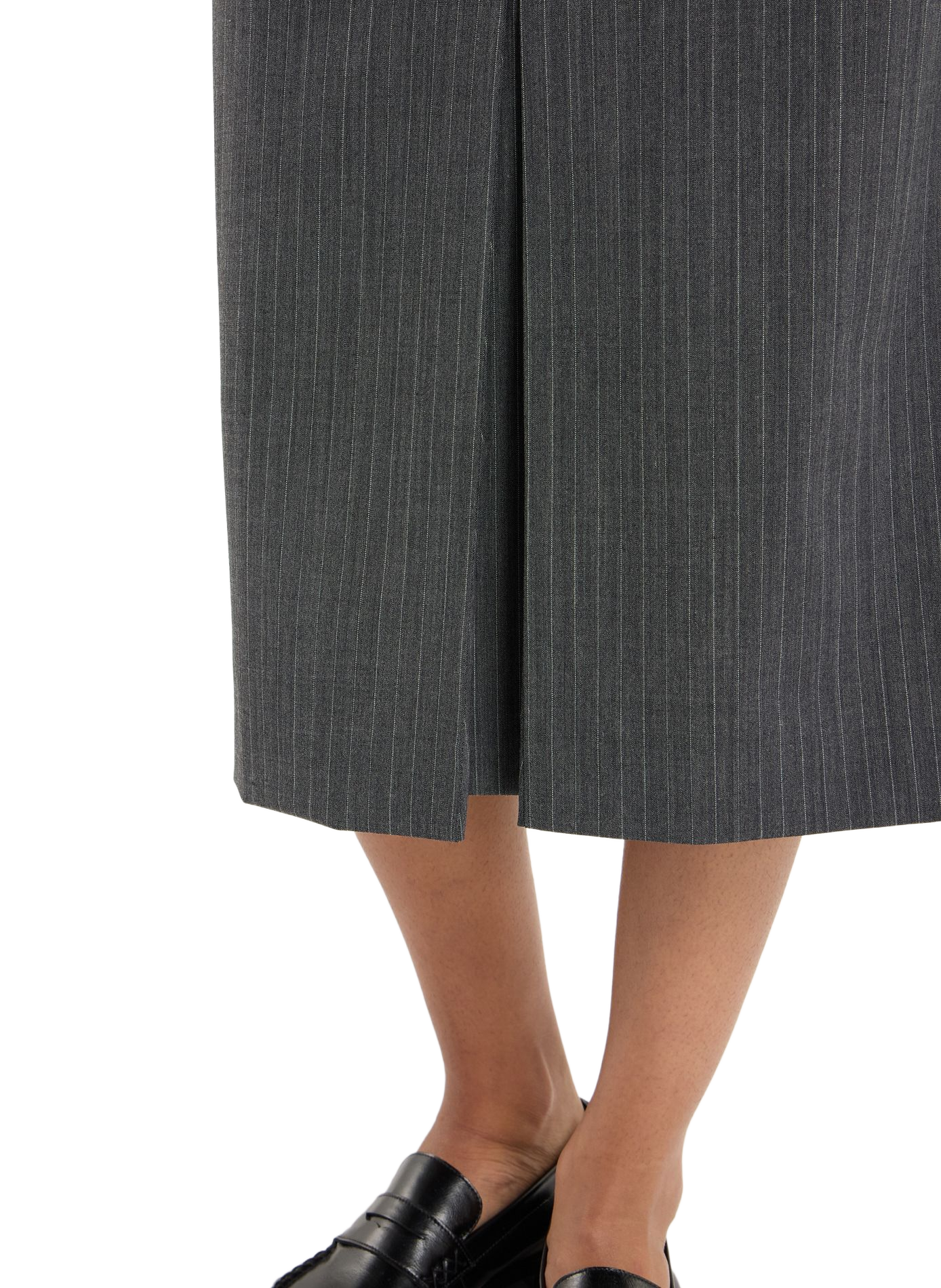 Striped Balinese midi tailored skirt. SAISON 1865 Grey