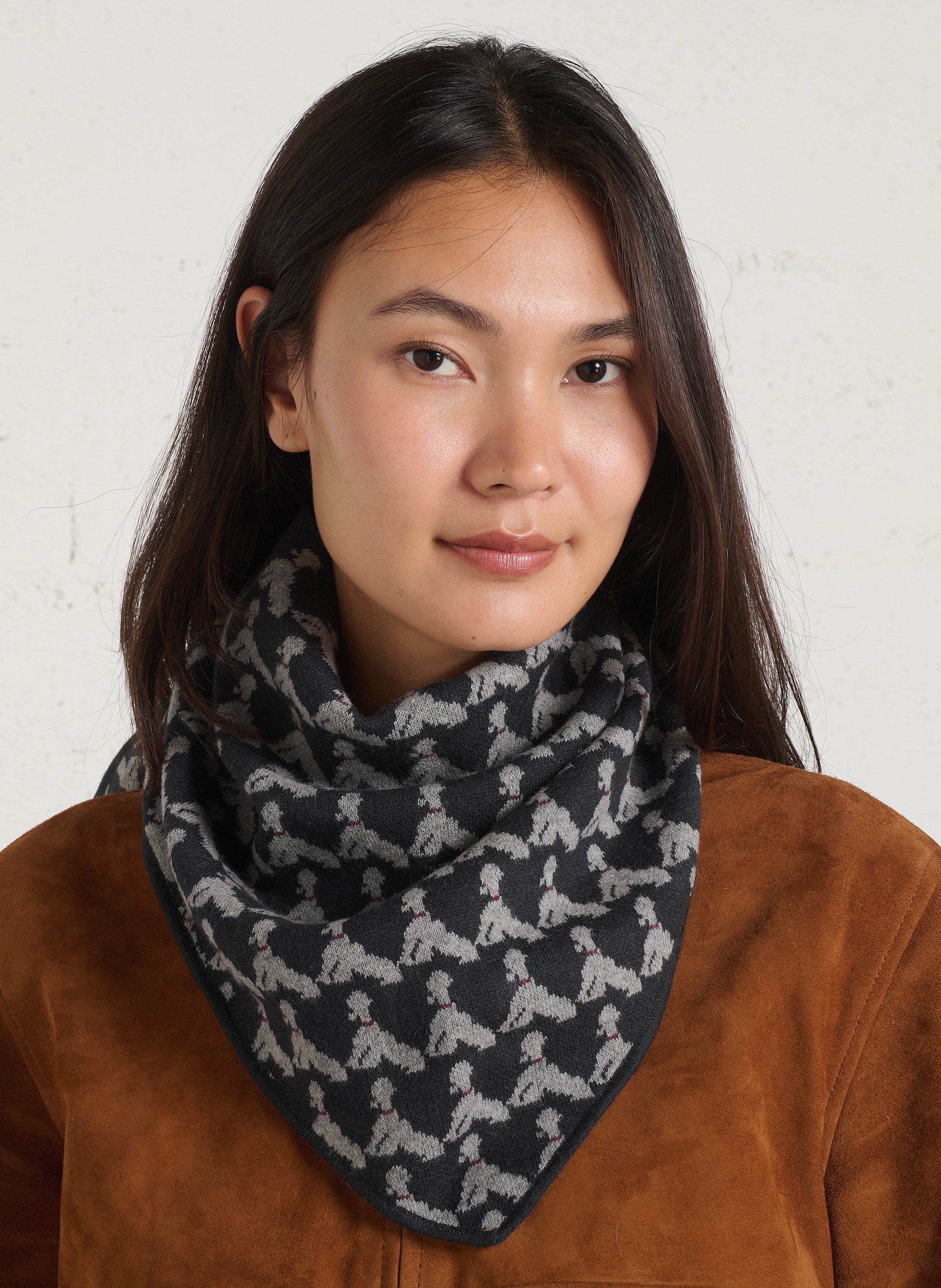 Driehoekige jacquard sjaal van gemengd katoen NICE THINGS Grijs