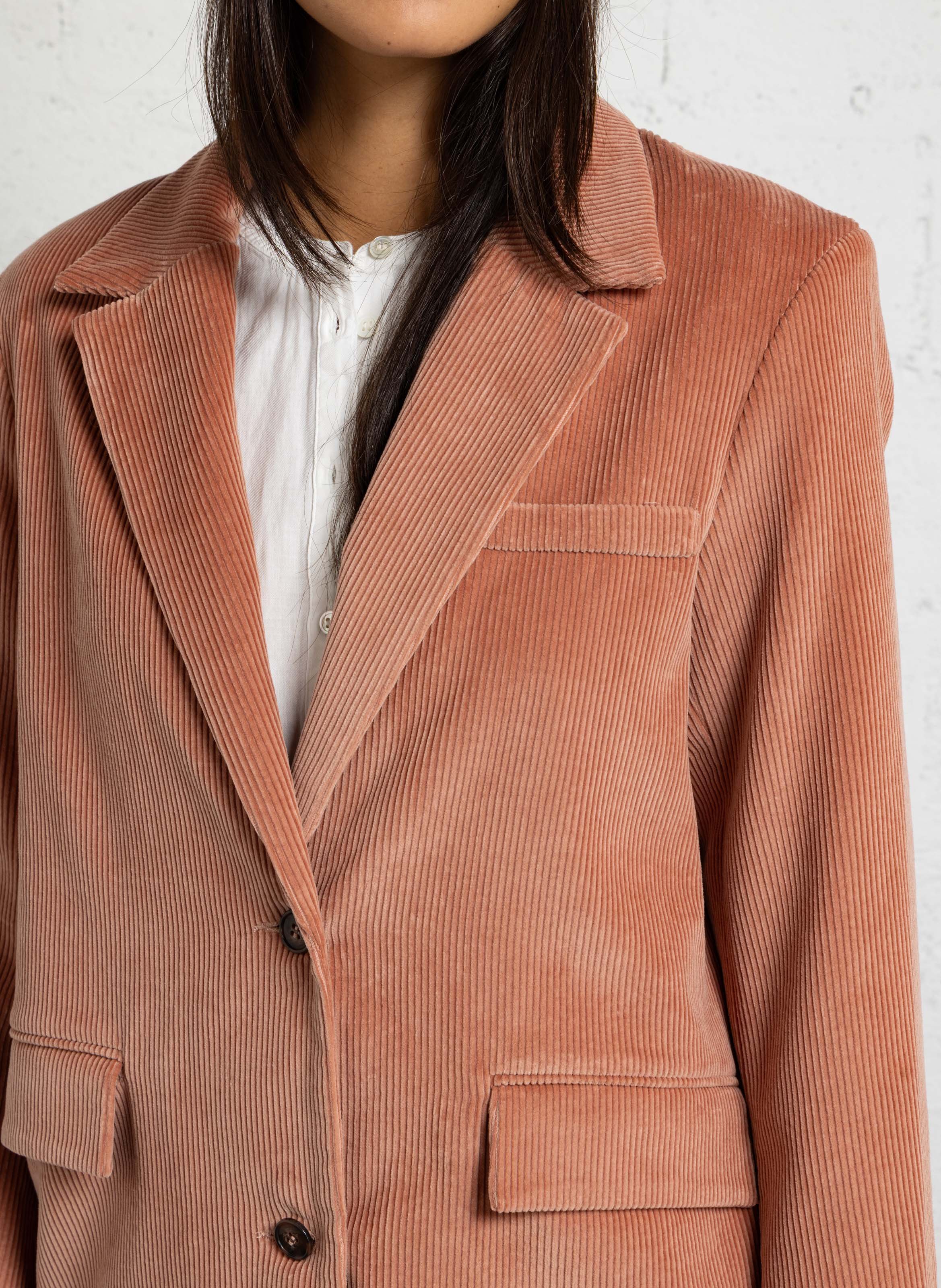 Veste col tailleur en coton DES PETITS HAUTS Rose