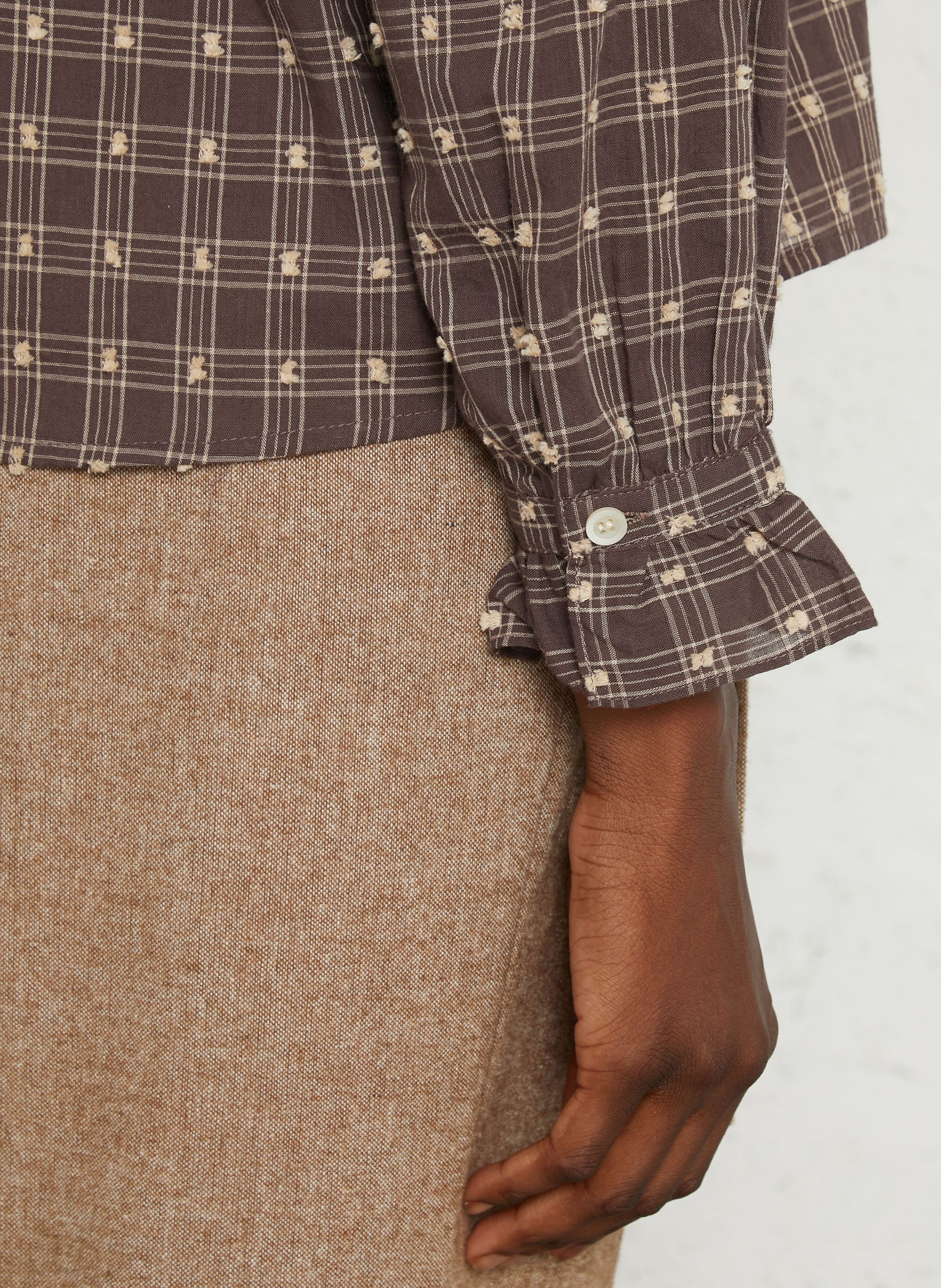 Bluse mit Volantkragen aus Baumwolle THE KORNER Braun