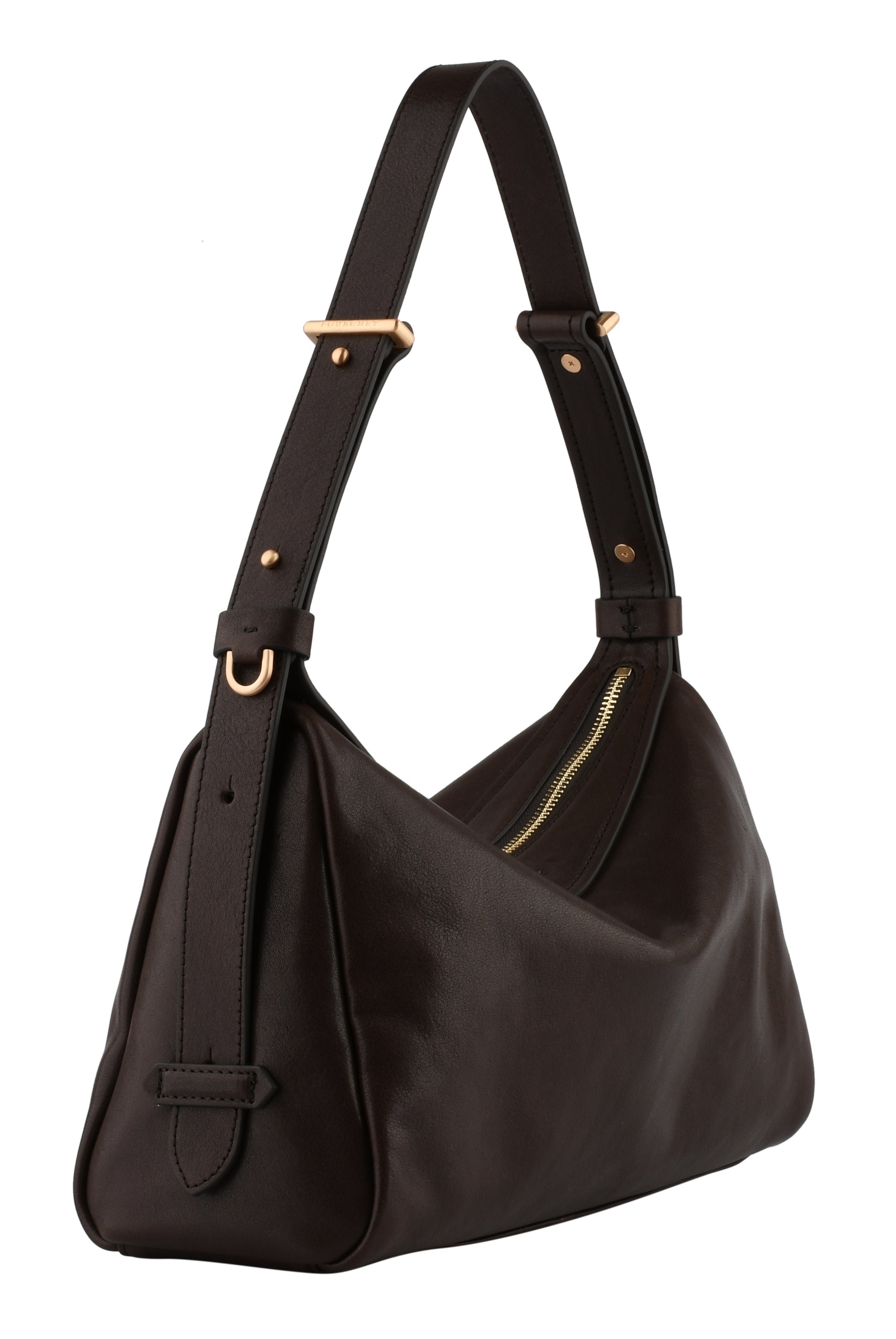 Shoulder bag in cowhide leather with aged leather effect | Brown POURCHET Women