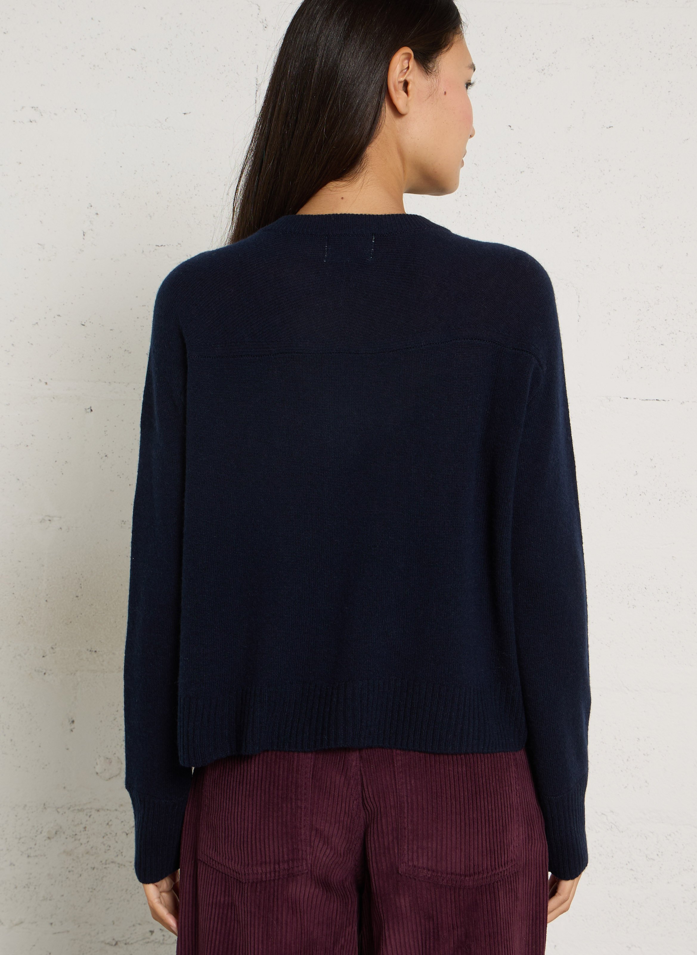Strickjacke aus Wolle und Kaschmir mit Rundhalsausschnitt BELLA JONES Blau