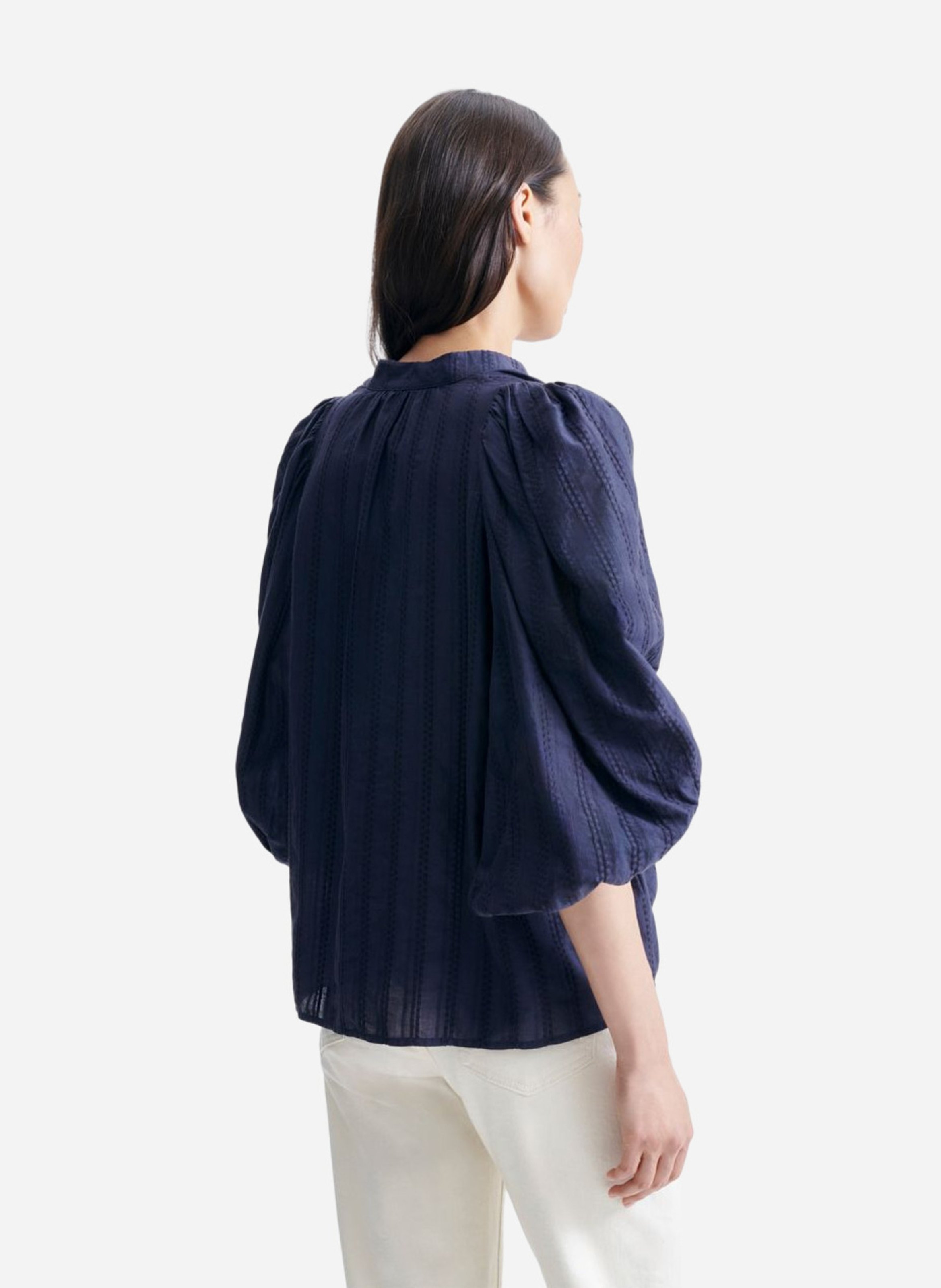 Katoenen blouse met V-hals VANESSA BRUNO Blauw