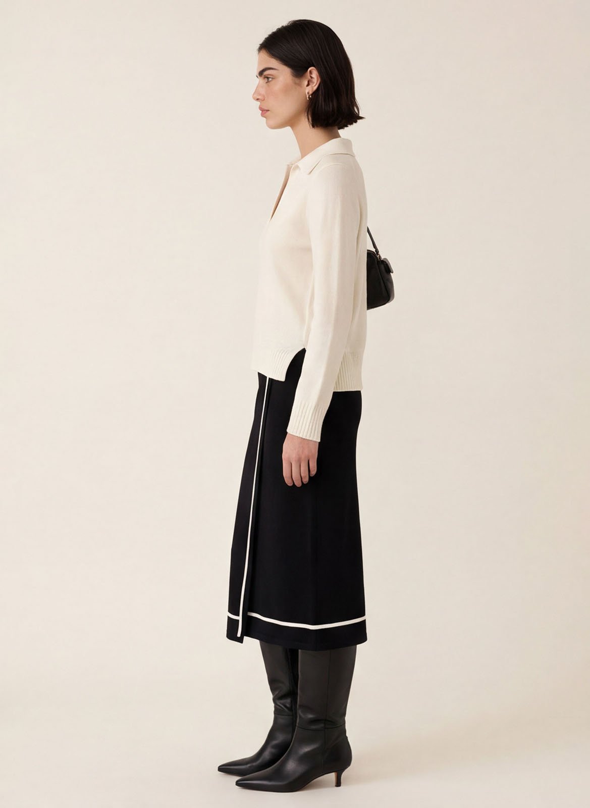 Straight fit wool and cashmere polo neck sweater KOOKAI White