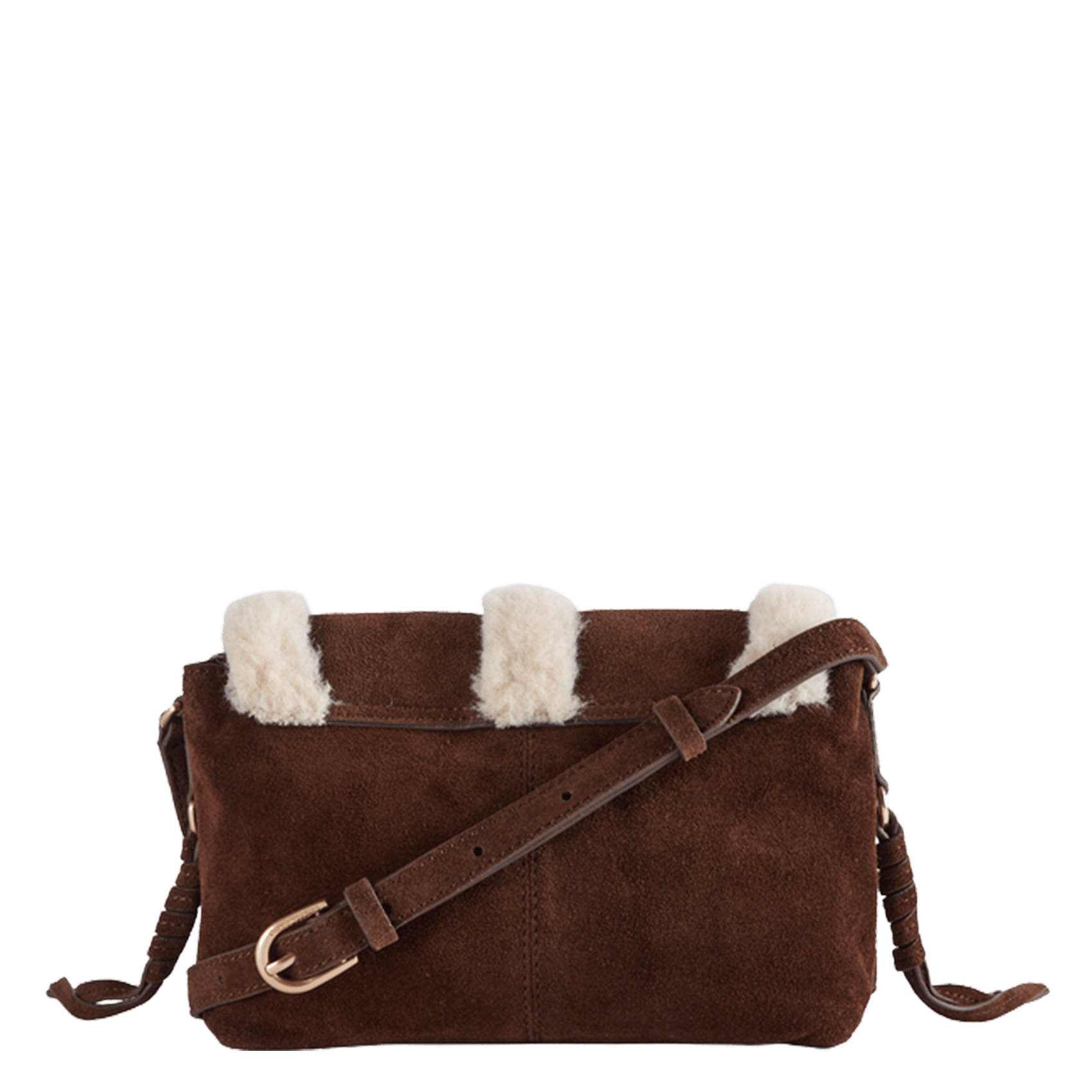 Pochette bandoulière à rabat en cuir VANESSA BRUNO Marron