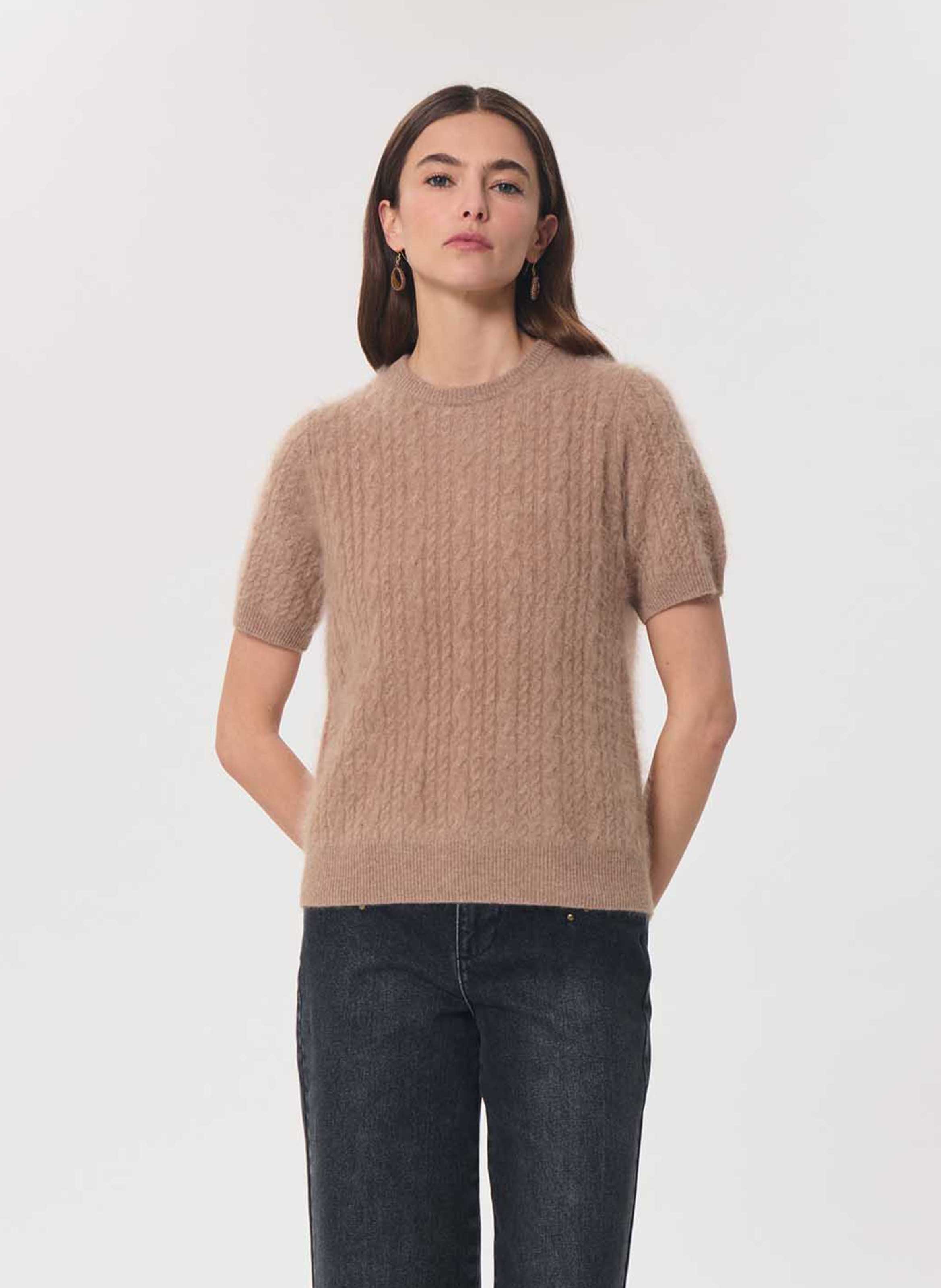 Straight wool short-sleeve sweater TARA JARMON