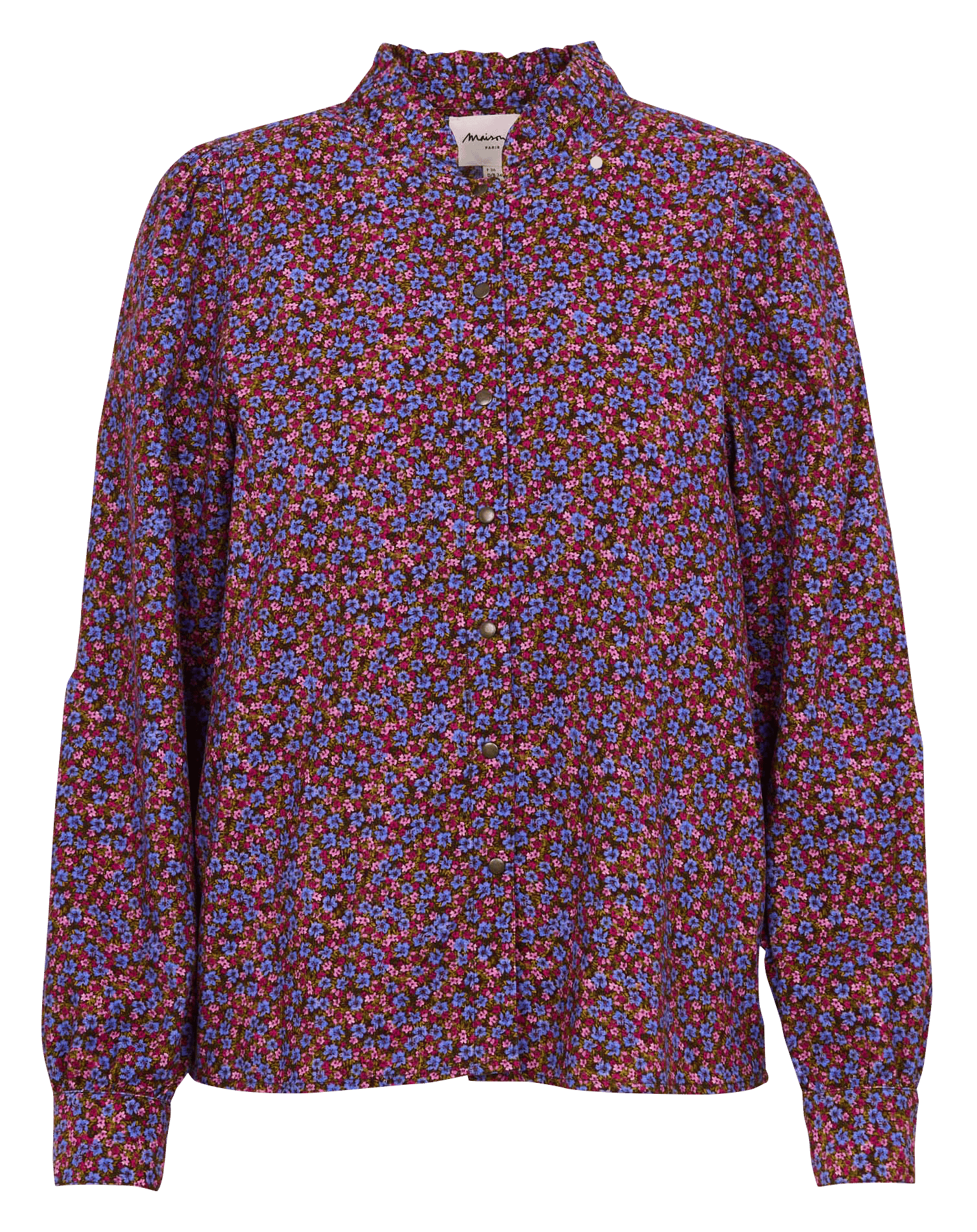 Gerade geschnittene Hemdbluse mit Stehkragen und Print MAISON 123 Violett