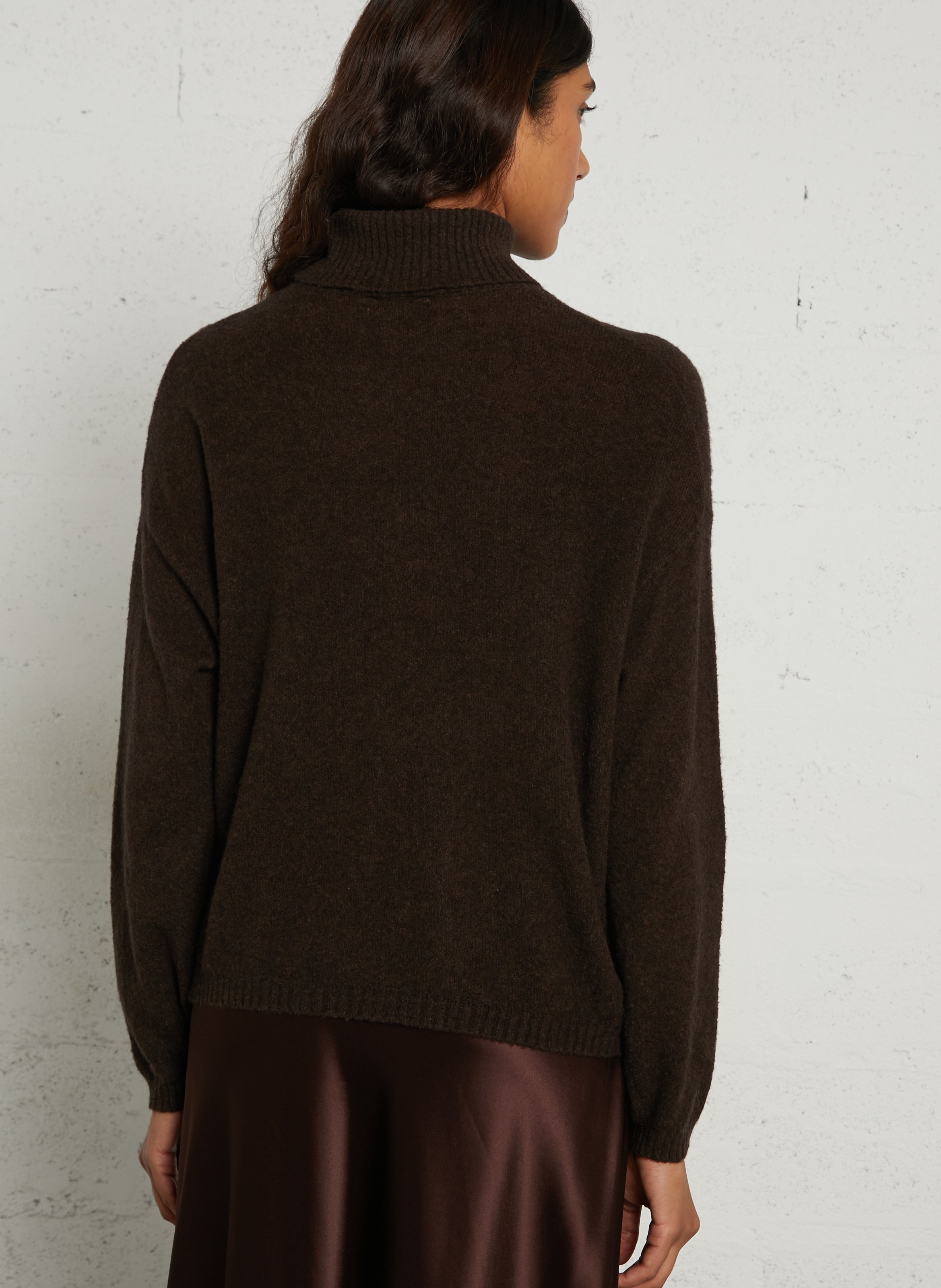 Straight cotton-blend polo neck sweater AMERICAN VINTAGE Brown