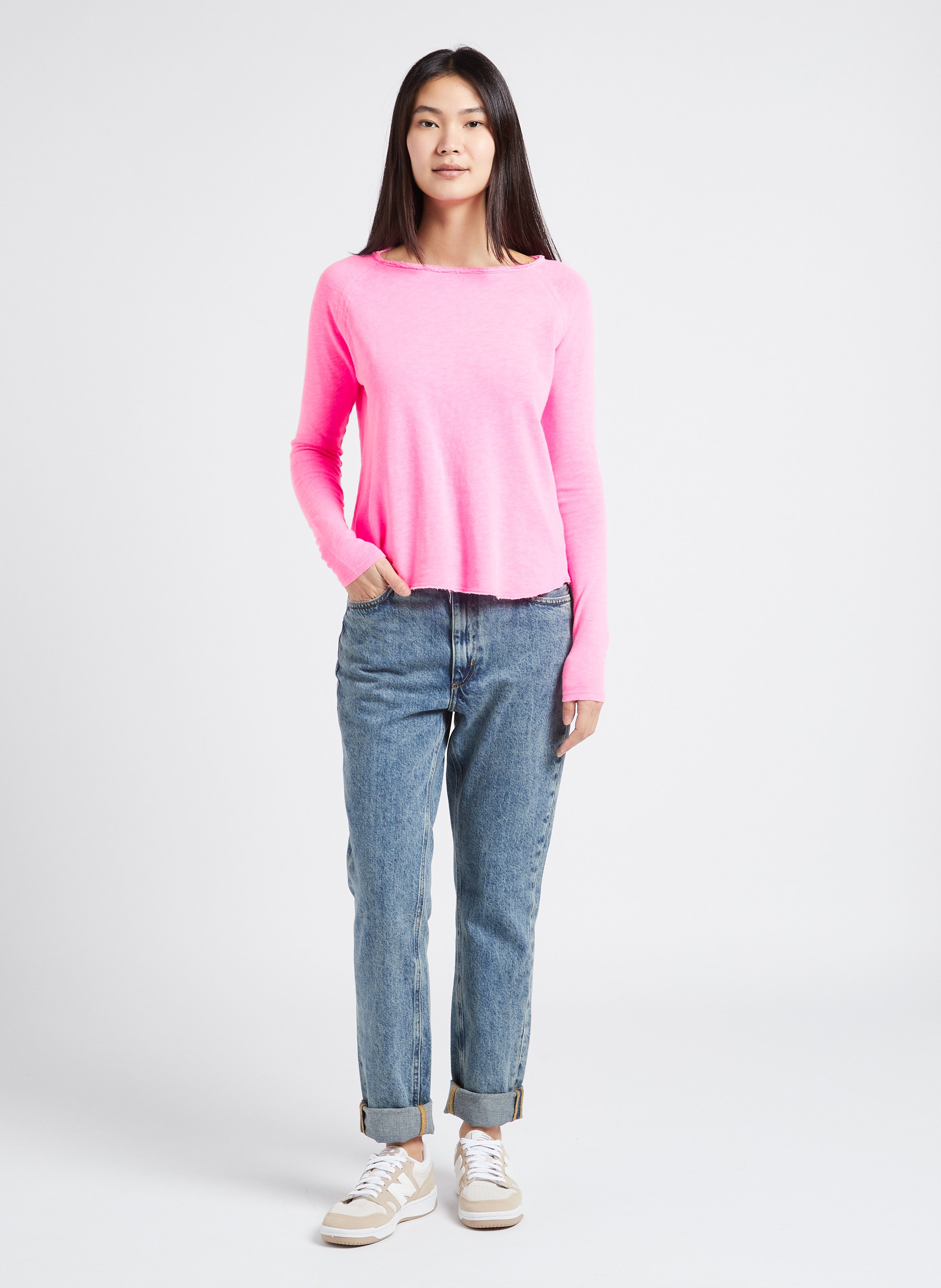 Tee-shirt à col bateau en coton AMERICAN VINTAGE Rose