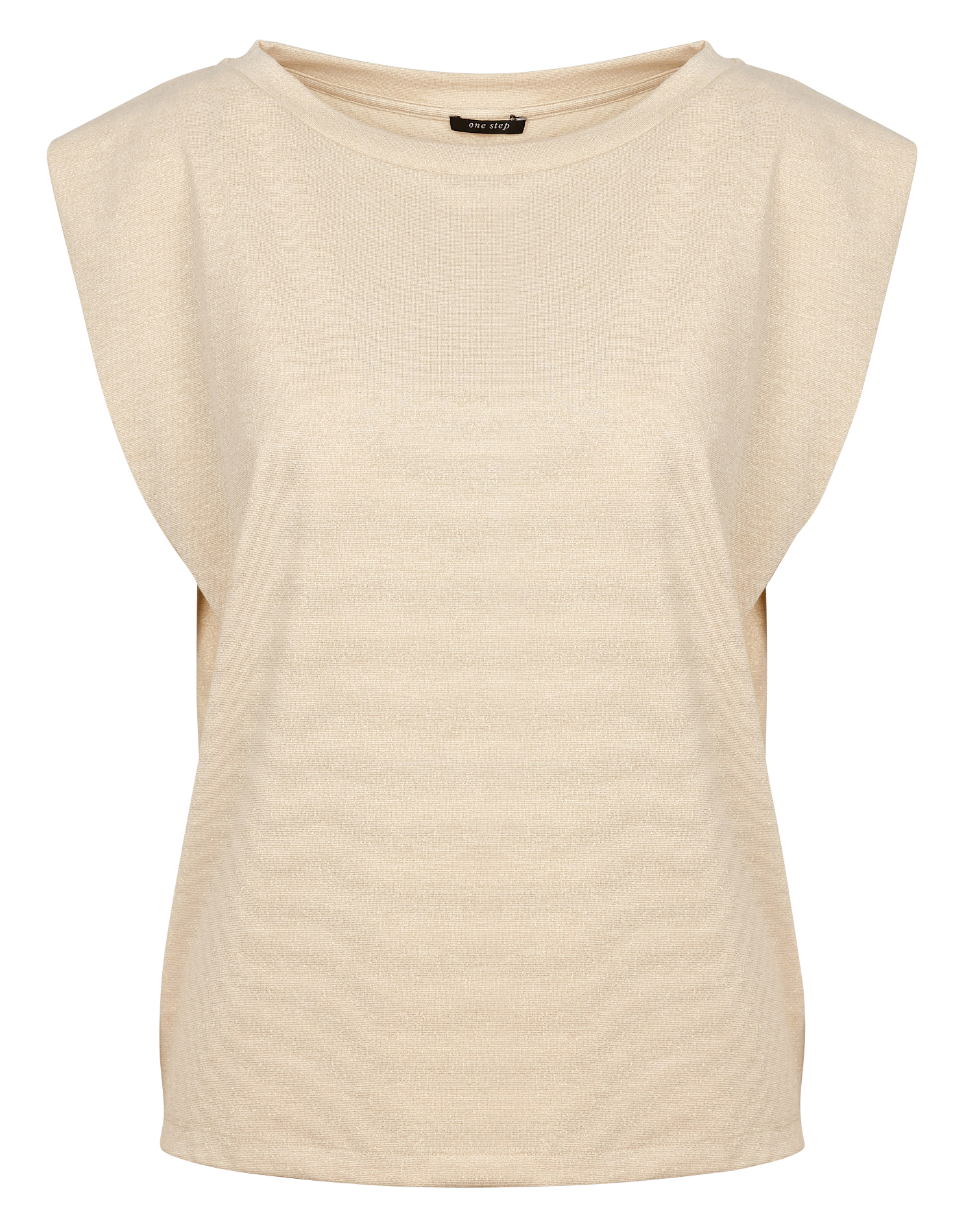Gerade geschnittenes Rundhals-Top mit Metallic-Garn ONE STEP Golden