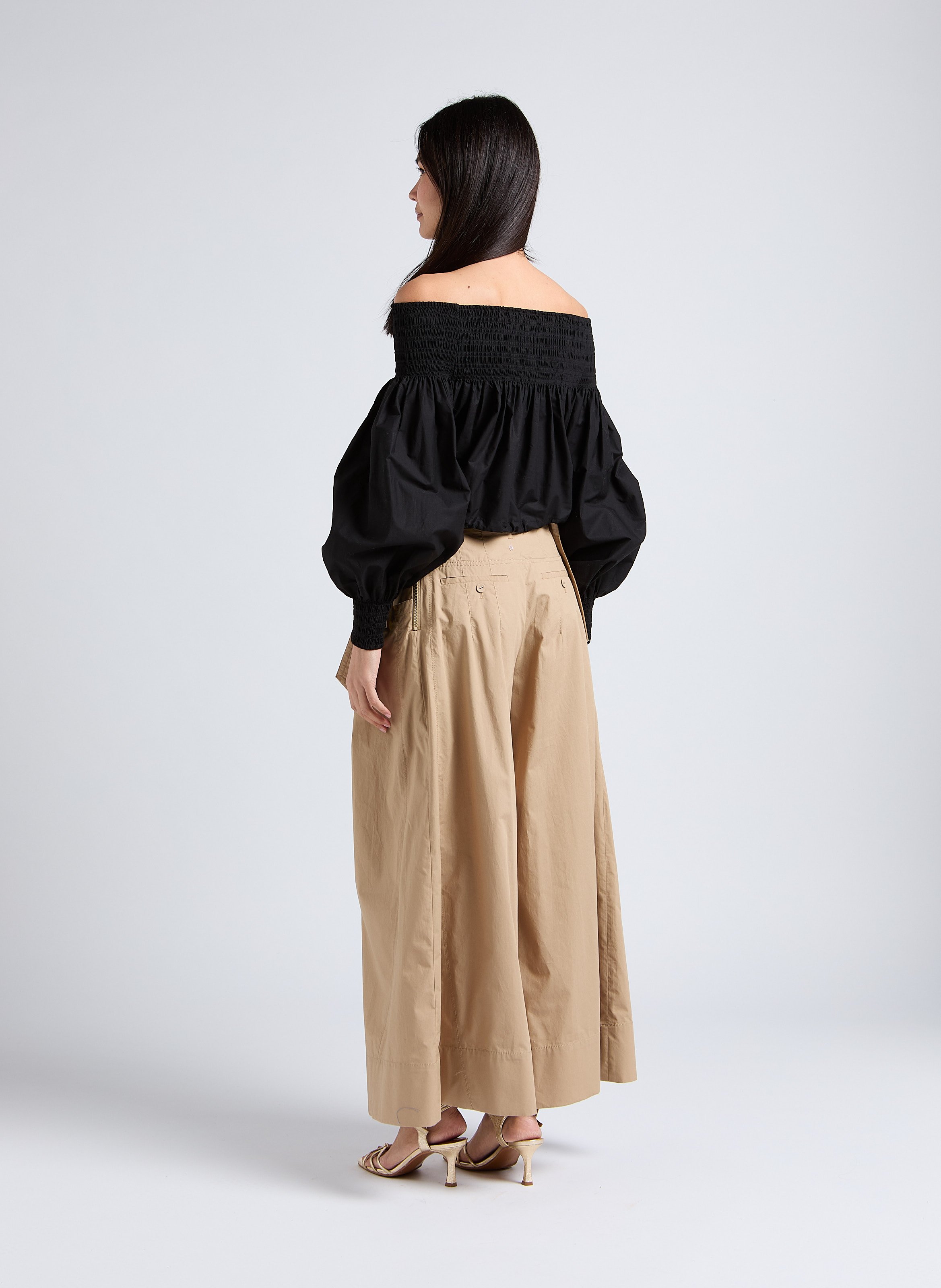 Top col bardot en coton MES DEMOISELLES Noir