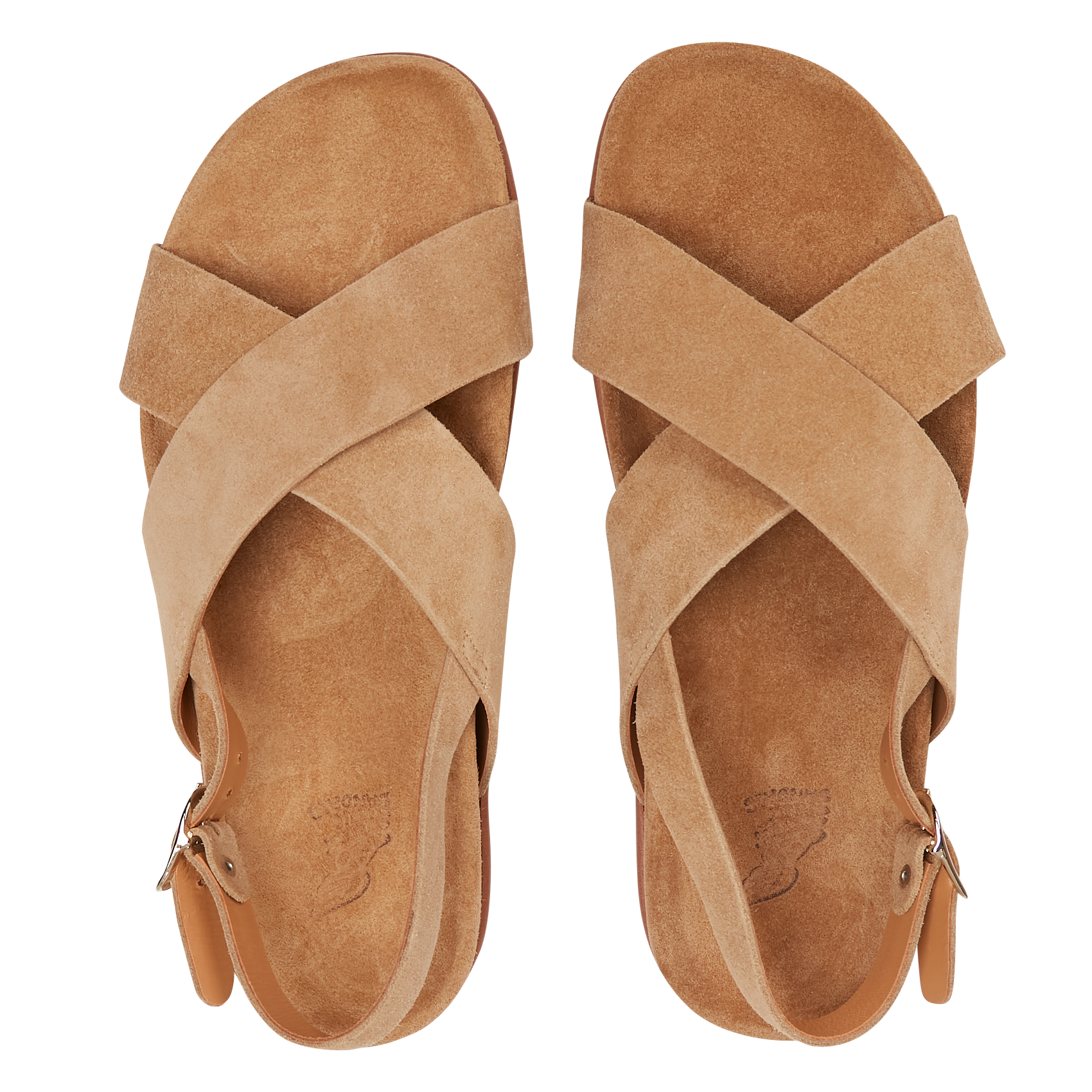 Sandales plates en cuir velours ANCIENT GREEK SANDALS Marron