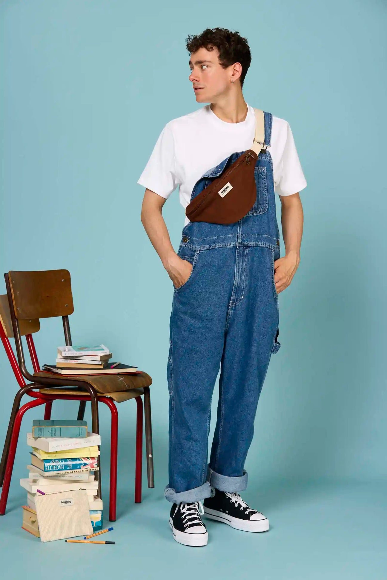 Cotton waist bag Brown