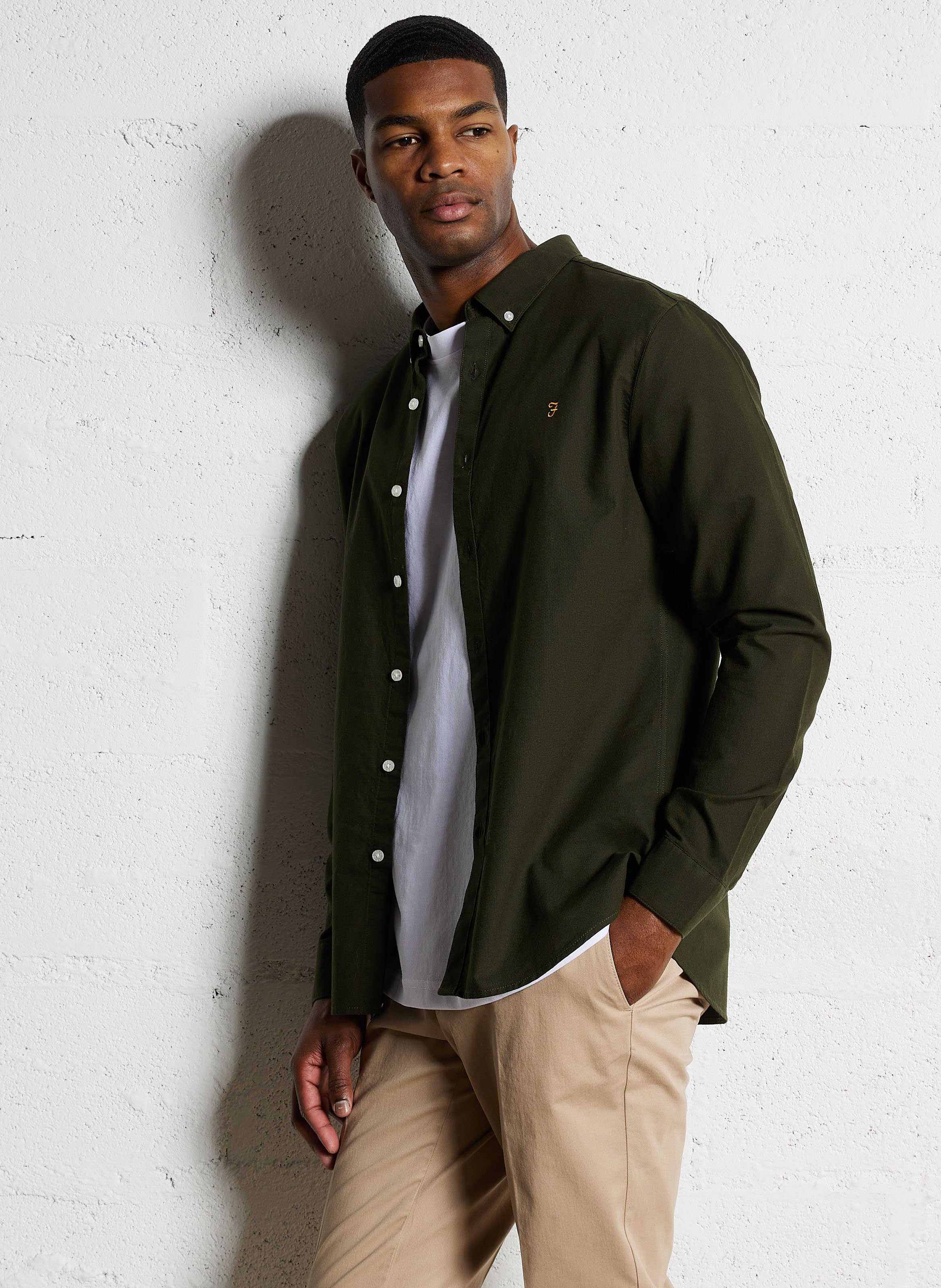 Chemise slim-fit en coton biologique FARAH Vert