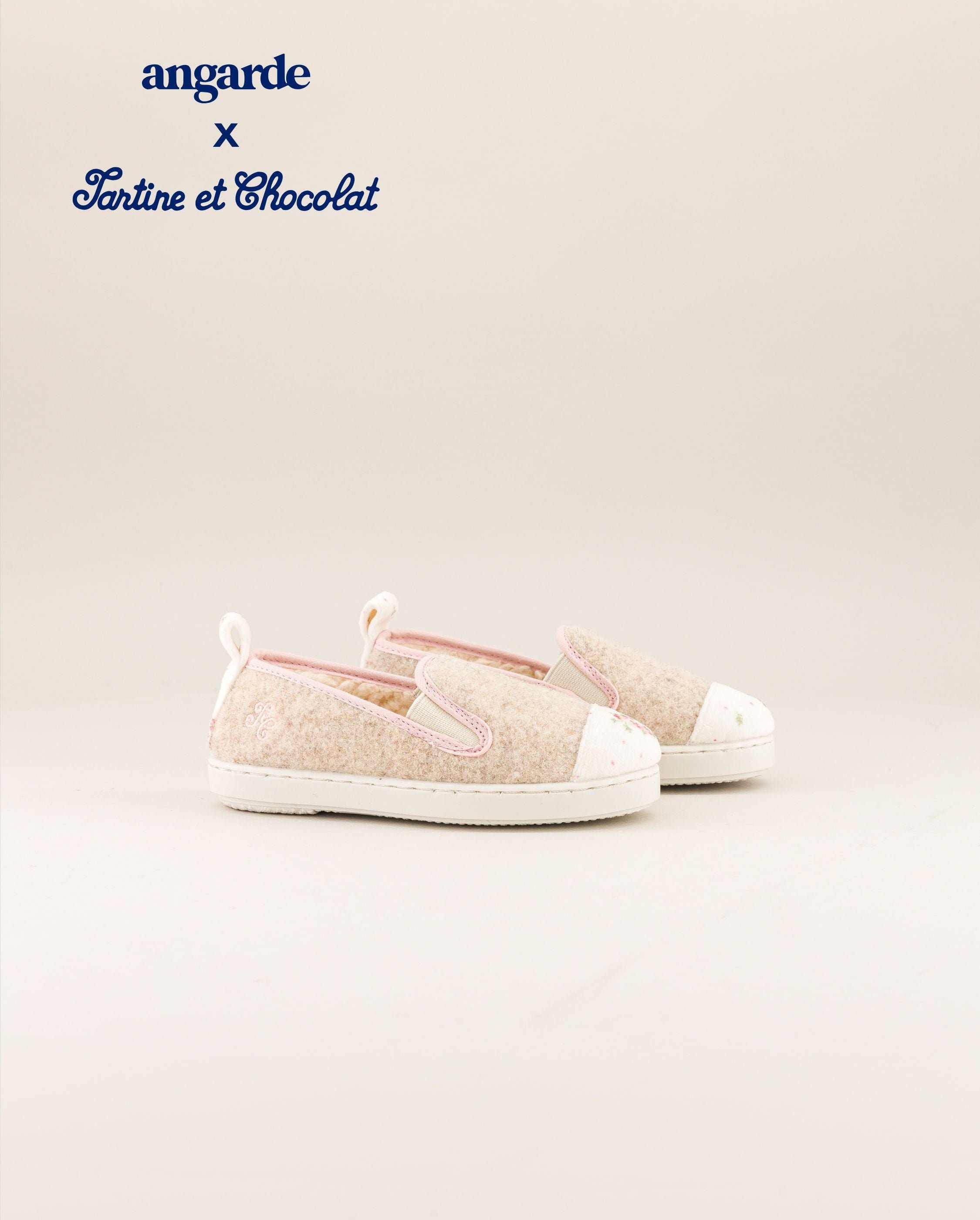 Kids slipper collab' x Tartine et Chocolat, flowers ANGARDE Beige