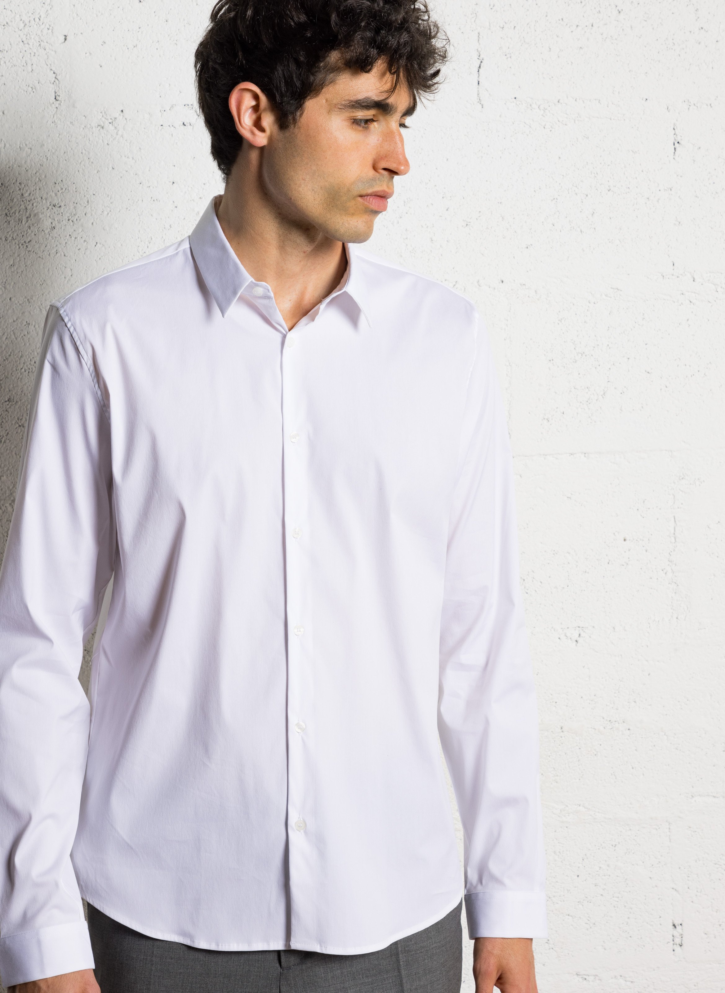 Chemise col classique manches contrastantes en coton IKKS White